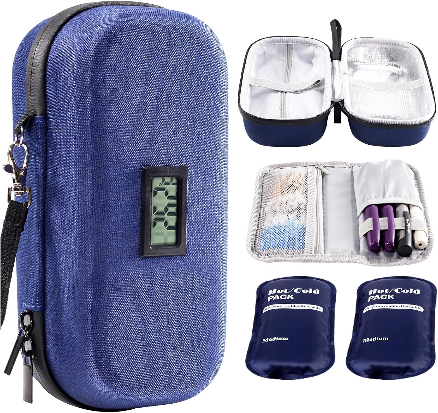 image:imageProCase Diabetic Supplies Hard Travel Case Diabetes Storage Bag for Glucose Meter Insulin Pen Blood Sugar Test Strips Syringe Needles and More Kits Diabetic Care Kits Organizer Holder NavyNavy