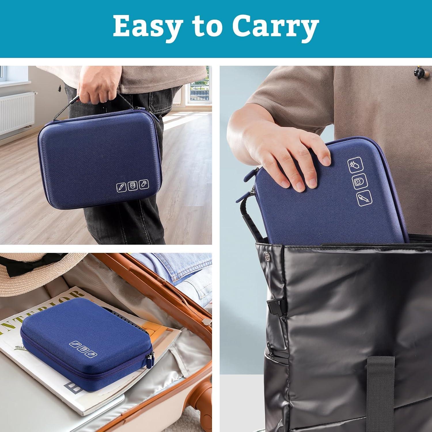 image:imageProCase Diabetic Supplies Hard Travel Case Diabetes Storage Bag for Glucose Meter Insulin Pen Blood Sugar Test Strips Syringe Needles and More Kits Diabetic Care Kits Organizer Holder NavyNavy