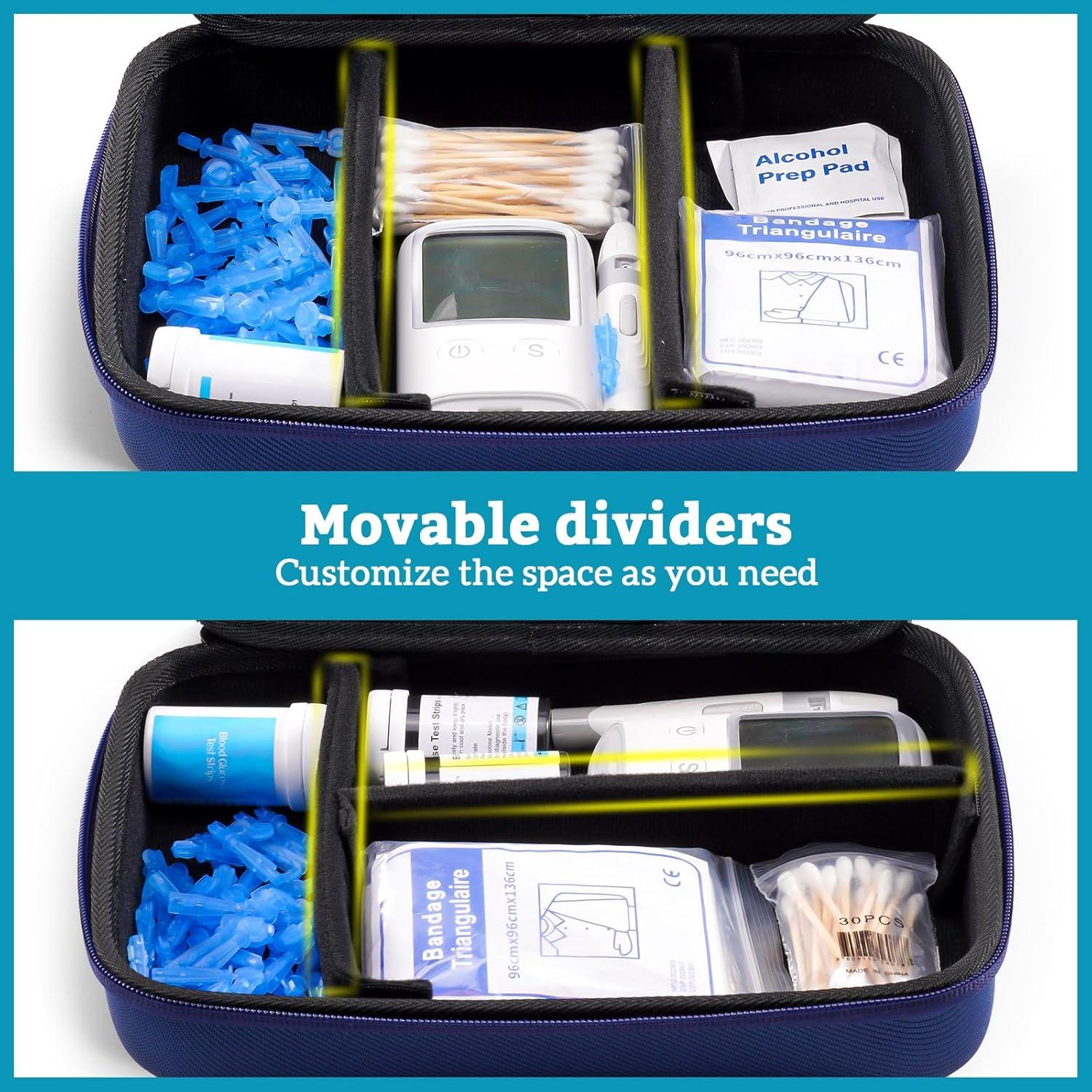 image:imageProCase Diabetic Supplies Hard Travel Case Diabetes Storage Bag for Glucose Meter Insulin Pen Blood Sugar Test Strips Syringe Needles and More Kits Diabetic Care Kits Organizer Holder NavyNavy