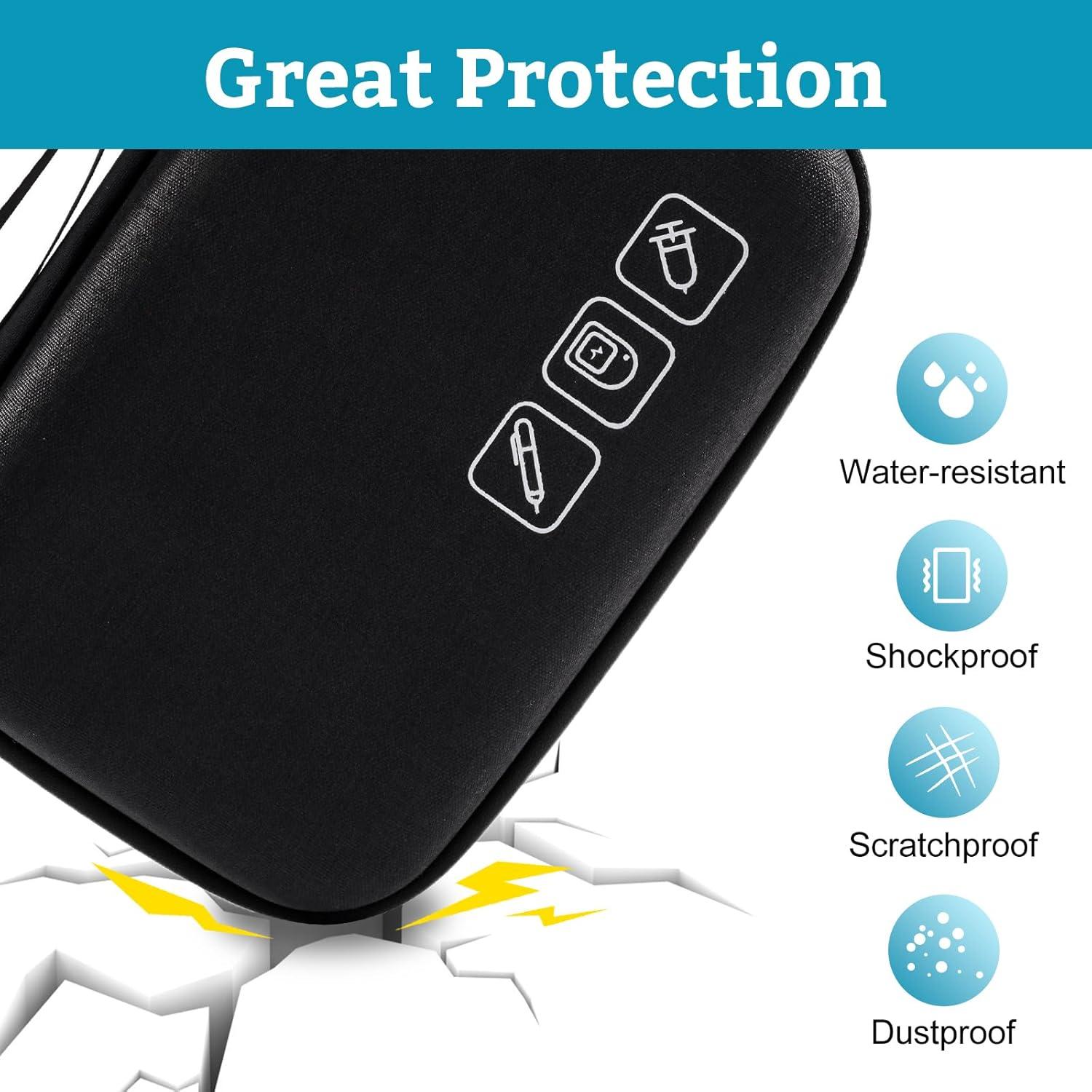 image:imageProCase Diabetic Supplies Hard Travel Case Diabetes Storage Bag for Glucose Meter Insulin Pen Blood Sugar Test Strips Syringe Needles and More Kits Diabetic Care Kits Organizer Holder NavyBlack