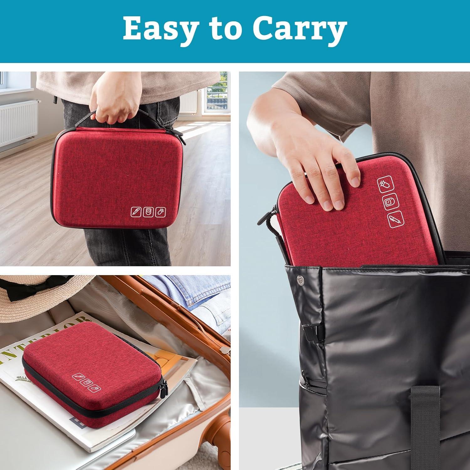 image:imageProCase Diabetic Supplies Hard Travel Case Diabetes Storage Bag for Glucose Meter Insulin Pen Blood Sugar Test Strips Syringe Needles and More Kits Diabetic Care Kits Organizer Holder NavyWine