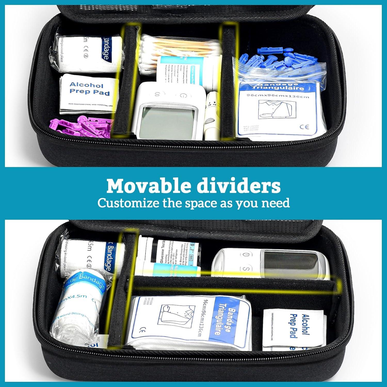image:imageProCase Diabetic Supplies Hard Travel Case Diabetes Storage Bag for Glucose Meter Insulin Pen Blood Sugar Test Strips Syringe Needles and More Kits Diabetic Care Kits Organizer Holder NavyBlack