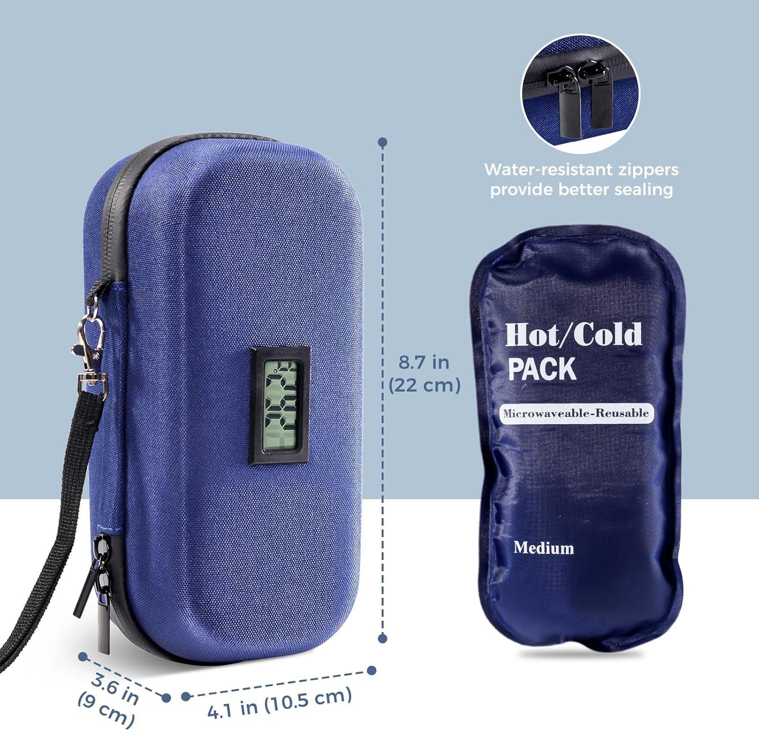 image:imageProCase Diabetic Supplies Hard Travel Case Diabetes Storage Bag for Glucose Meter Insulin Pen Blood Sugar Test Strips Syringe Needles and More Kits Diabetic Care Kits Organizer Holder NavyNavy