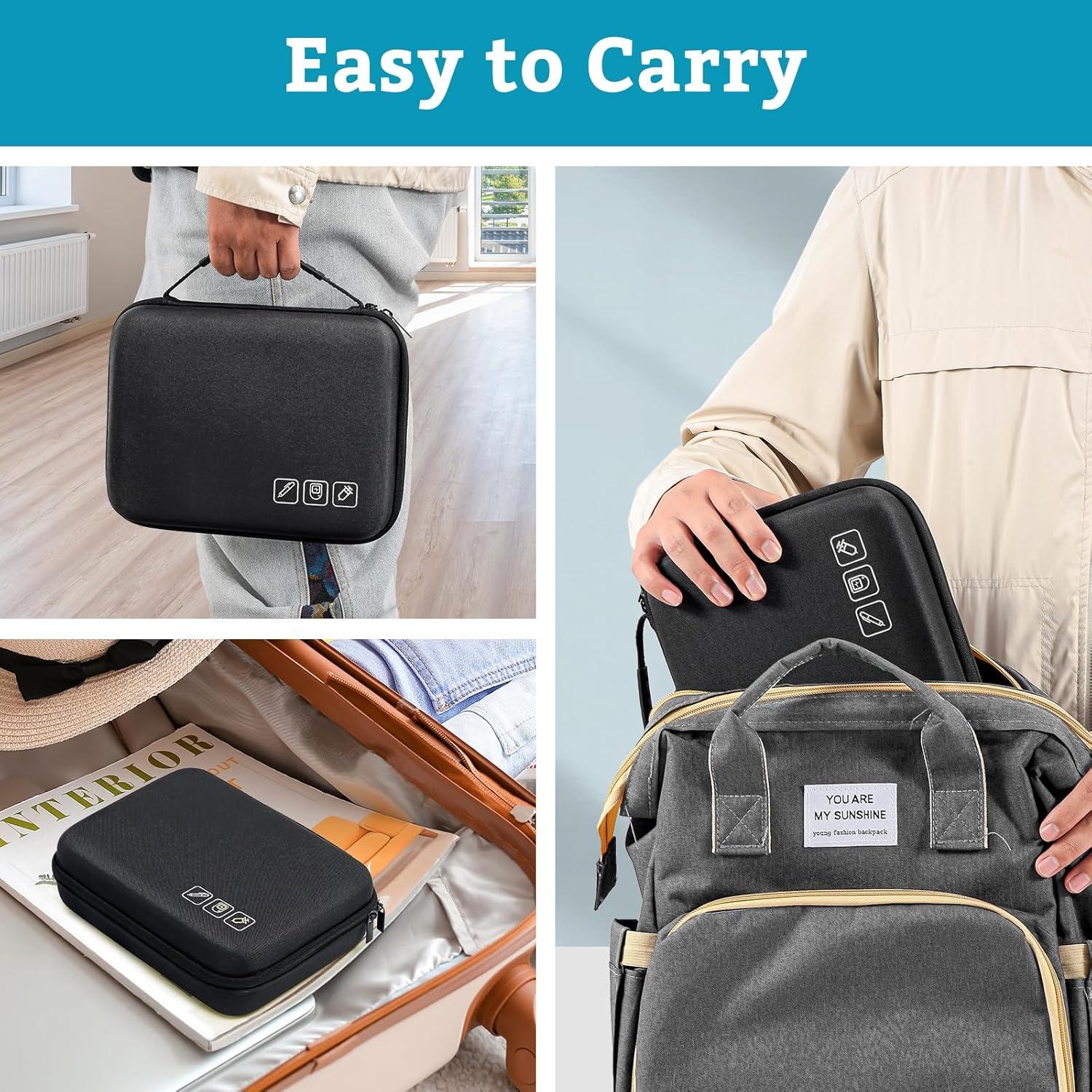 image:imageProCase Diabetic Supplies Hard Travel Case Diabetes Storage Bag for Glucose Meter Insulin Pen Blood Sugar Test Strips Syringe Needles and More Kits Diabetic Care Kits Organizer Holder NavyBlack