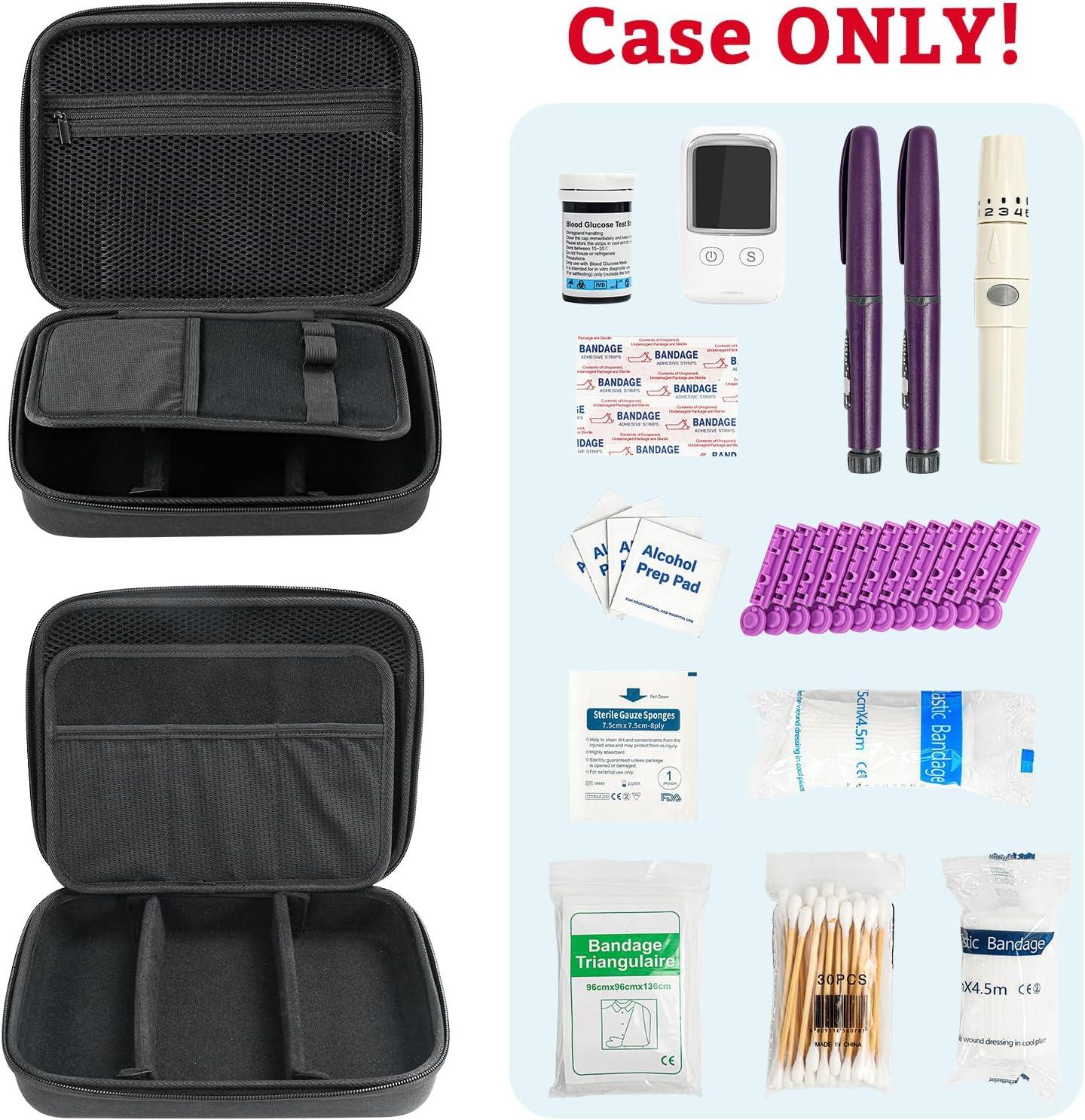 image:imageProCase Diabetic Supplies Hard Travel Case Diabetes Storage Bag for Glucose Meter Insulin Pen Blood Sugar Test Strips Syringe Needles and More Kits Diabetic Care Kits Organizer Holder NavyBlack