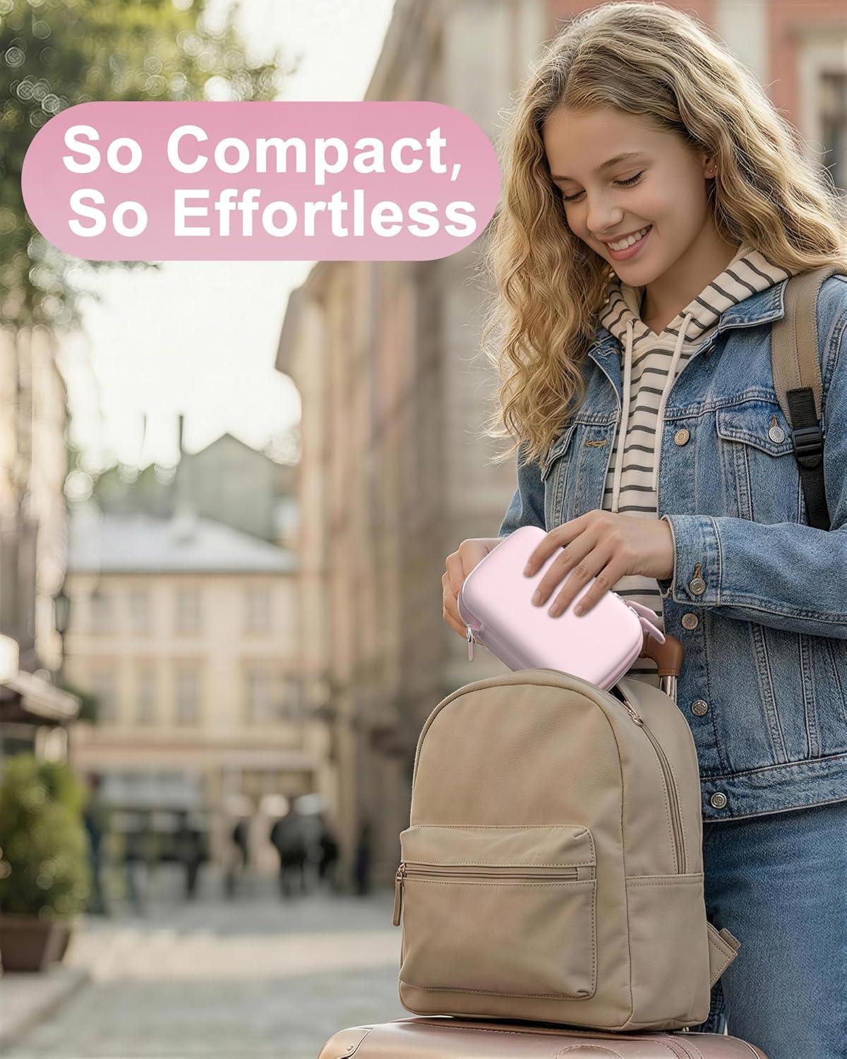 image:imageProCase Digital Camera Case for CAMKORYLecranLecnippyFroitxaycyFJFJOPKKODAK PIXPRO FZ55FZ45 4K Vlogging Camera Compact Hard Storage Travel Bag with Mesh Pocket for Batteries SD Card CreamLight Pink
