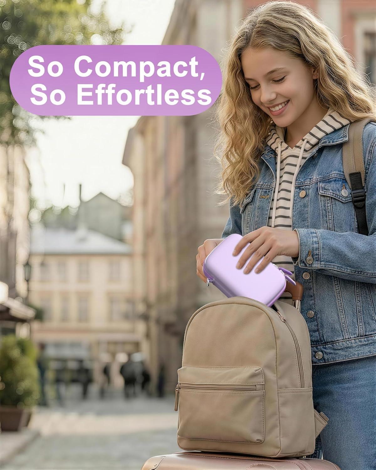 image:imageProCase Digital Camera Case for CAMKORYLecranLecnippyFroitxaycyFJFJOPKKODAK PIXPRO FZ55FZ45 4K Vlogging Camera Compact Hard Storage Travel Bag with Mesh Pocket for Batteries SD Card CreamViolet