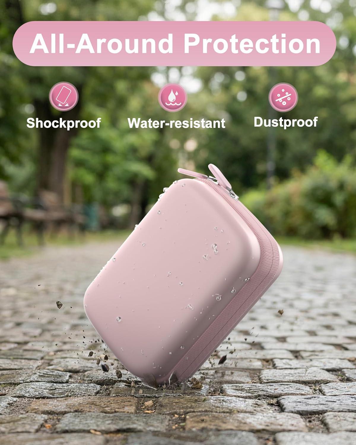 image:imageProCase Digital Camera Case for CAMKORYLecranLecnippyFroitxaycyFJFJOPKKODAK PIXPRO FZ55FZ45 4K Vlogging Camera Compact Hard Storage Travel Bag with Mesh Pocket for Batteries SD Card CreamLight Pink