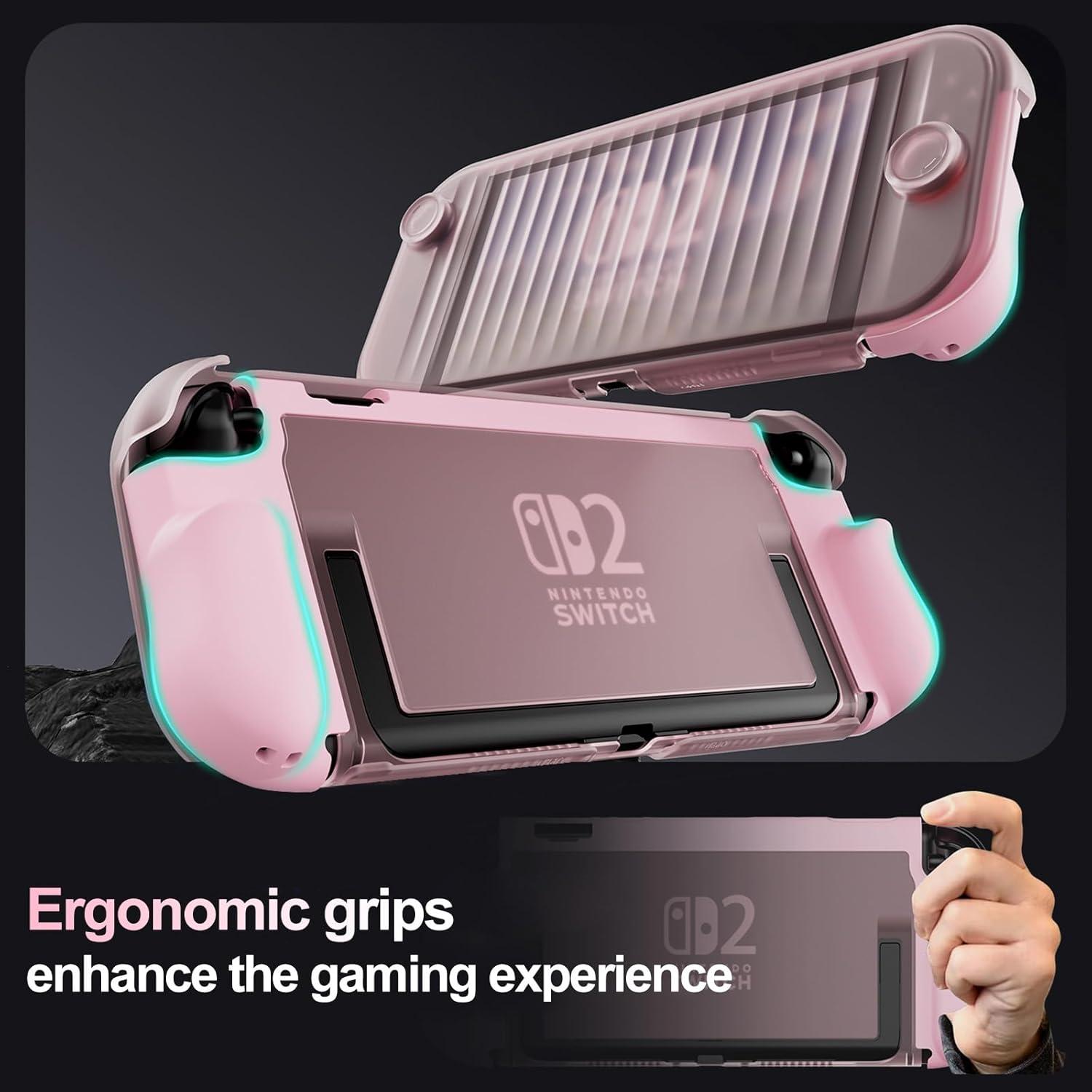 image:imageProCase Dockable Grip Case for Switch 2 Screen Protective PC Front Cover with Foldable Handheld Controller Design Slim Shockproof Hard Shell Fit for 2025 Switch 2 amp Kickstand BlackLightpink