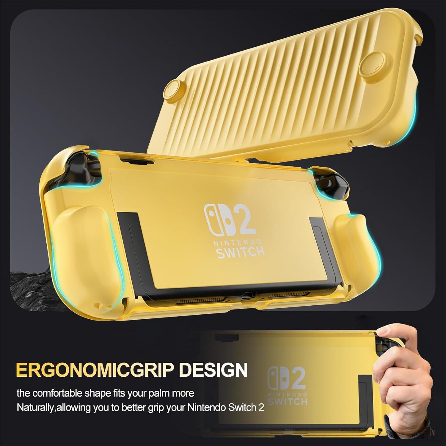 image:imageProCase Dockable Grip Case for Switch 2 Screen Protective PC Front Cover with Foldable Handheld Controller Design Slim Shockproof Hard Shell Fit for 2025 Switch 2 amp Kickstand BlackYellow