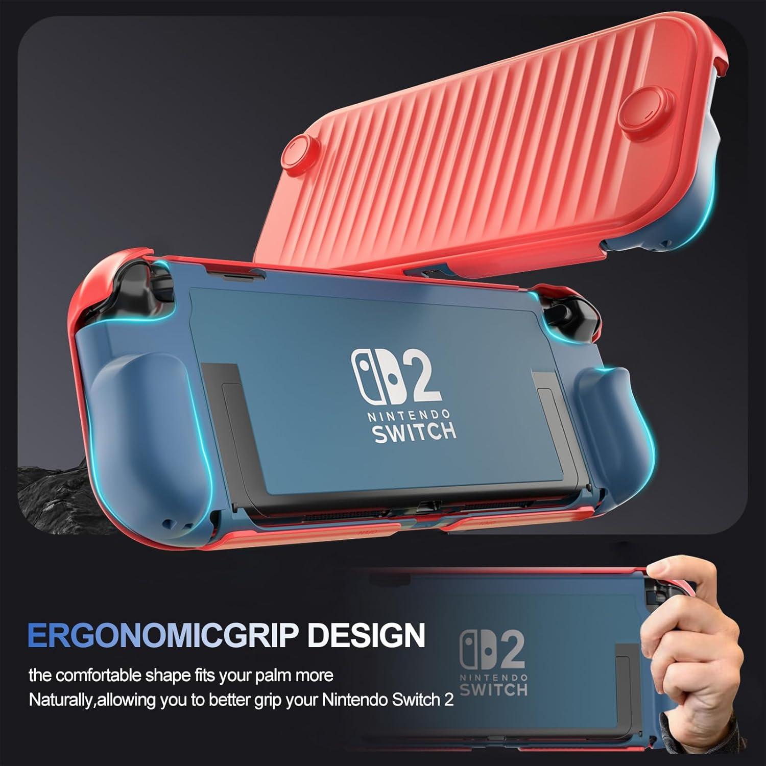 image:imageProCase Dockable Grip Case for Switch 2 Screen Protective PC Front Cover with Foldable Handheld Controller Design Slim Shockproof Hard Shell Fit for 2025 Switch 2 amp Kickstand BlackRedBlue