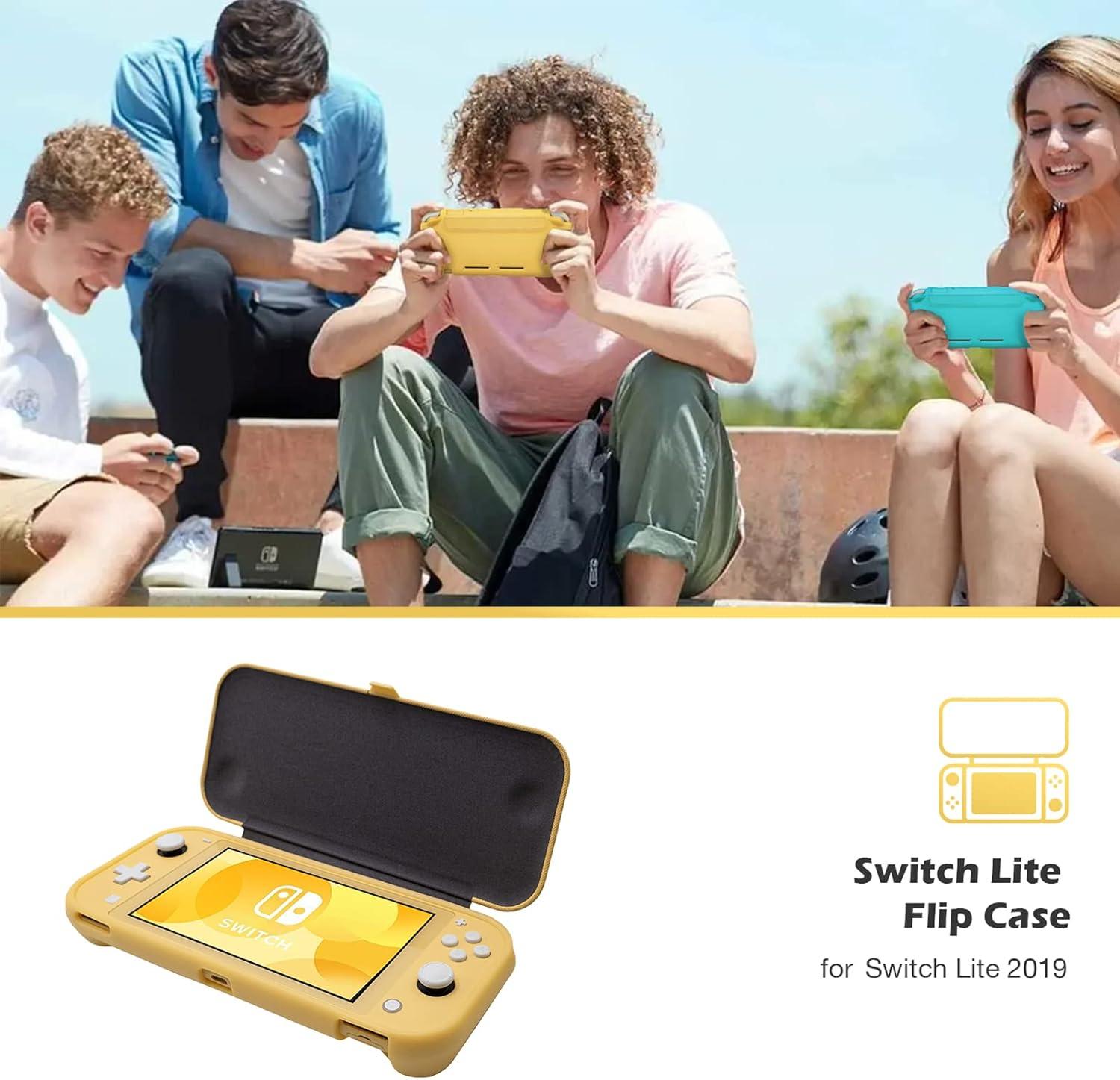 image:imageProCase Flip Cover for Nintendo Switch Lite with 2 Pack Tempered Glass Screen Protectors Slim Protective Case with Magnetically Detachable Front Cover for Nintendo Switch Lite 2019 BlueYellow