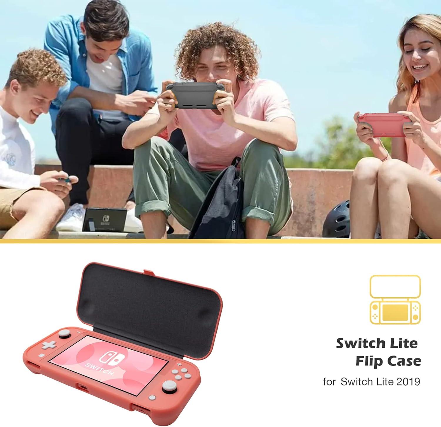 image:imageProCase Flip Cover for Nintendo Switch Lite with 2 Pack Tempered Glass Screen Protectors Slim Protective Case with Magnetically Detachable Front Cover for Nintendo Switch Lite 2019 BlueCoral