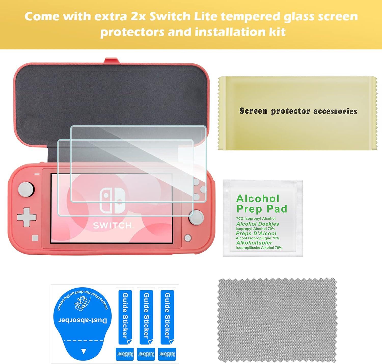 image:imageProCase Flip Cover for Nintendo Switch Lite with 2 Pack Tempered Glass Screen Protectors Slim Protective Case with Magnetically Detachable Front Cover for Nintendo Switch Lite 2019 BlueCoral
