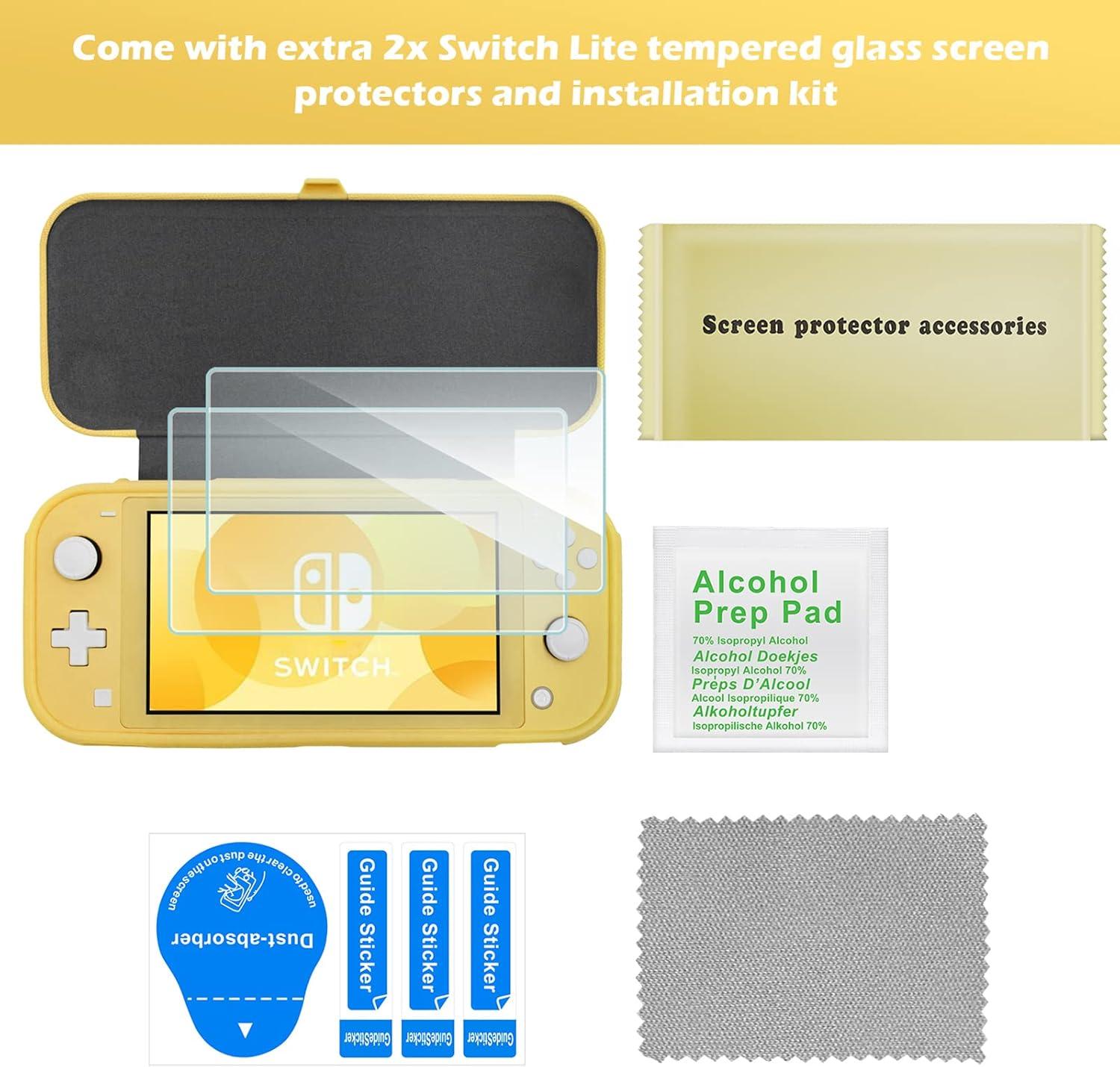 image:imageProCase Flip Cover for Nintendo Switch Lite with 2 Pack Tempered Glass Screen Protectors Slim Protective Case with Magnetically Detachable Front Cover for Nintendo Switch Lite 2019 BlueYellow