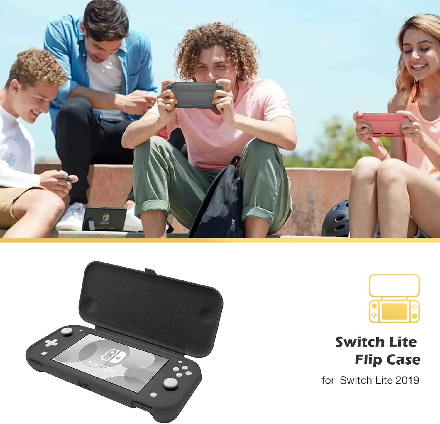 image:imageProCase Flip Cover for Nintendo Switch Lite with 2 Pack Tempered Glass Screen Protectors Slim Protective Case with Magnetically Detachable Front Cover for Nintendo Switch Lite 2019 BlueGrey