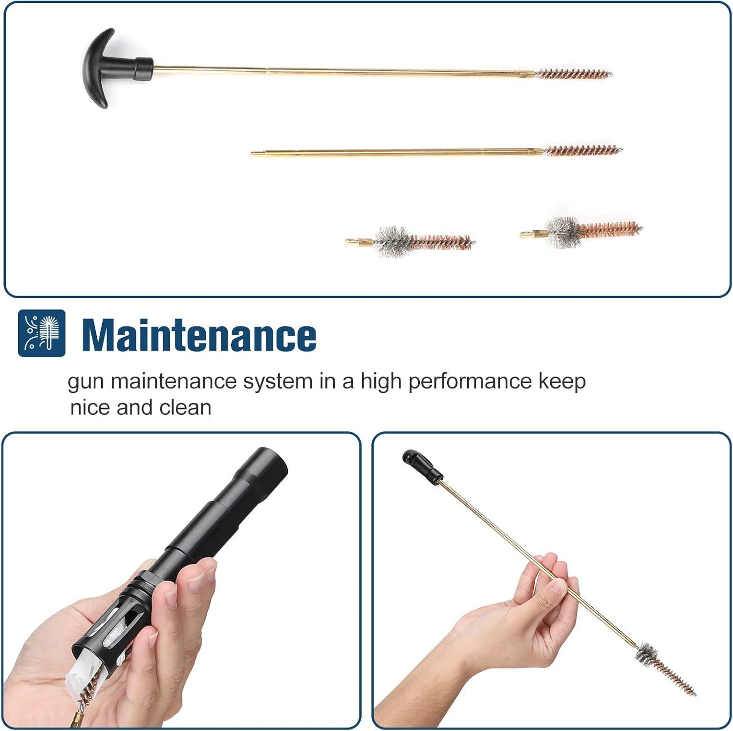 image:imageProCase Gun Cleaning Kit for 223556 Gun with Bore Chamber Brushes Brass Jags Rods and Gun Cleaning Pick in Portable Compact Case Black
