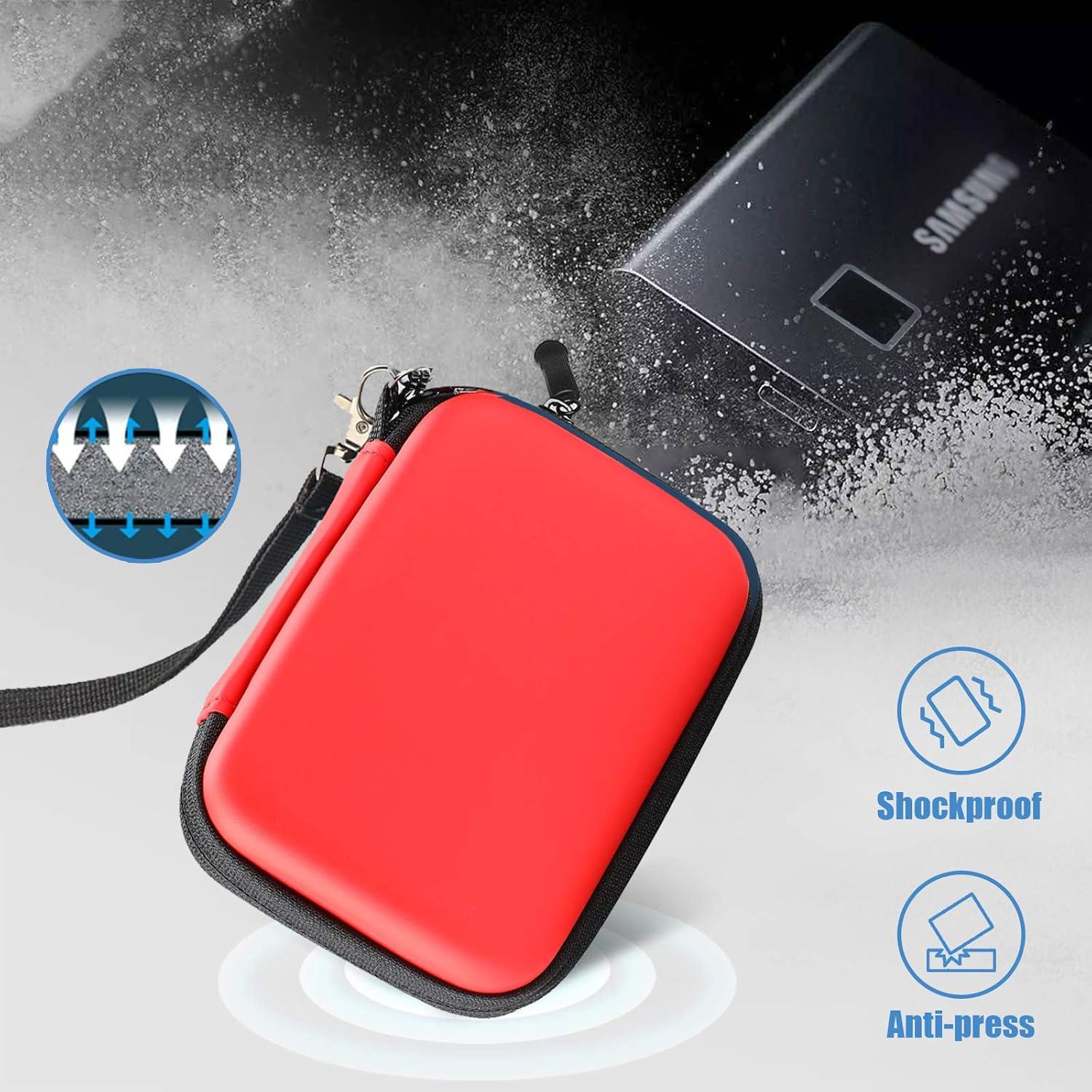 image:imageProCase Hard Carrying Case Compatible for Samsung T7 T7 Touch Portable SSD with Silicone Cover Shockproof Storage Travel Organizer for T7 Touch Portable 500GB 1TB 2TB USB Solid State Drives RedRed