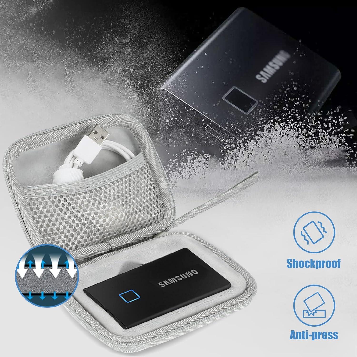 image:imageProCase Hard Carrying Case Compatible for Samsung T7 T7 Touch Portable SSD with 2 Cable Ties Shockproof Travel Organizer for 500GB 1TB 2TB USB 32 External Solid State Drives RedSilver