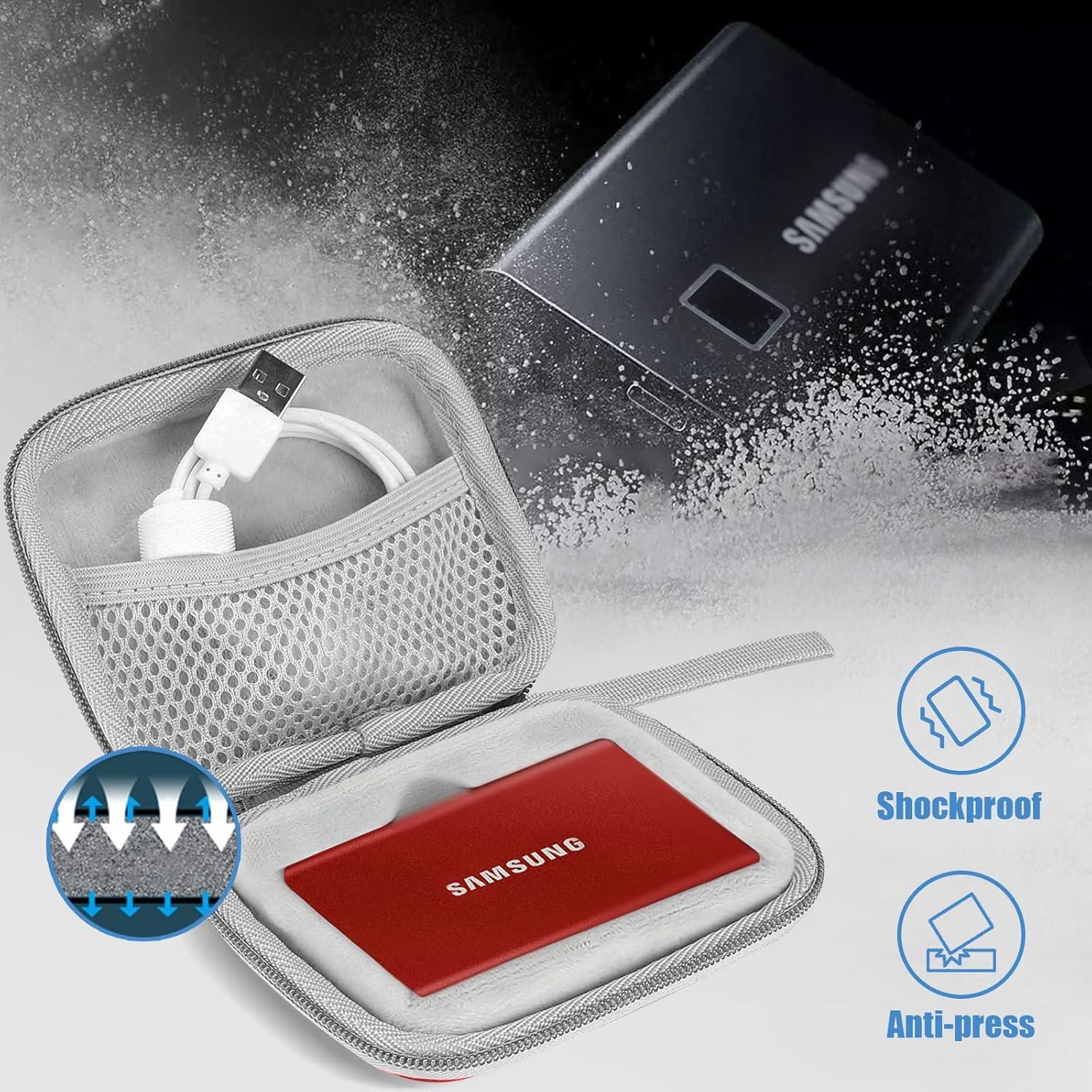 image:imageProCase Hard Carrying Case Compatible for Samsung T7 T7 Touch Portable SSD with 2 Cable Ties Shockproof Travel Organizer for 500GB 1TB 2TB USB 32 External Solid State Drives RedRed