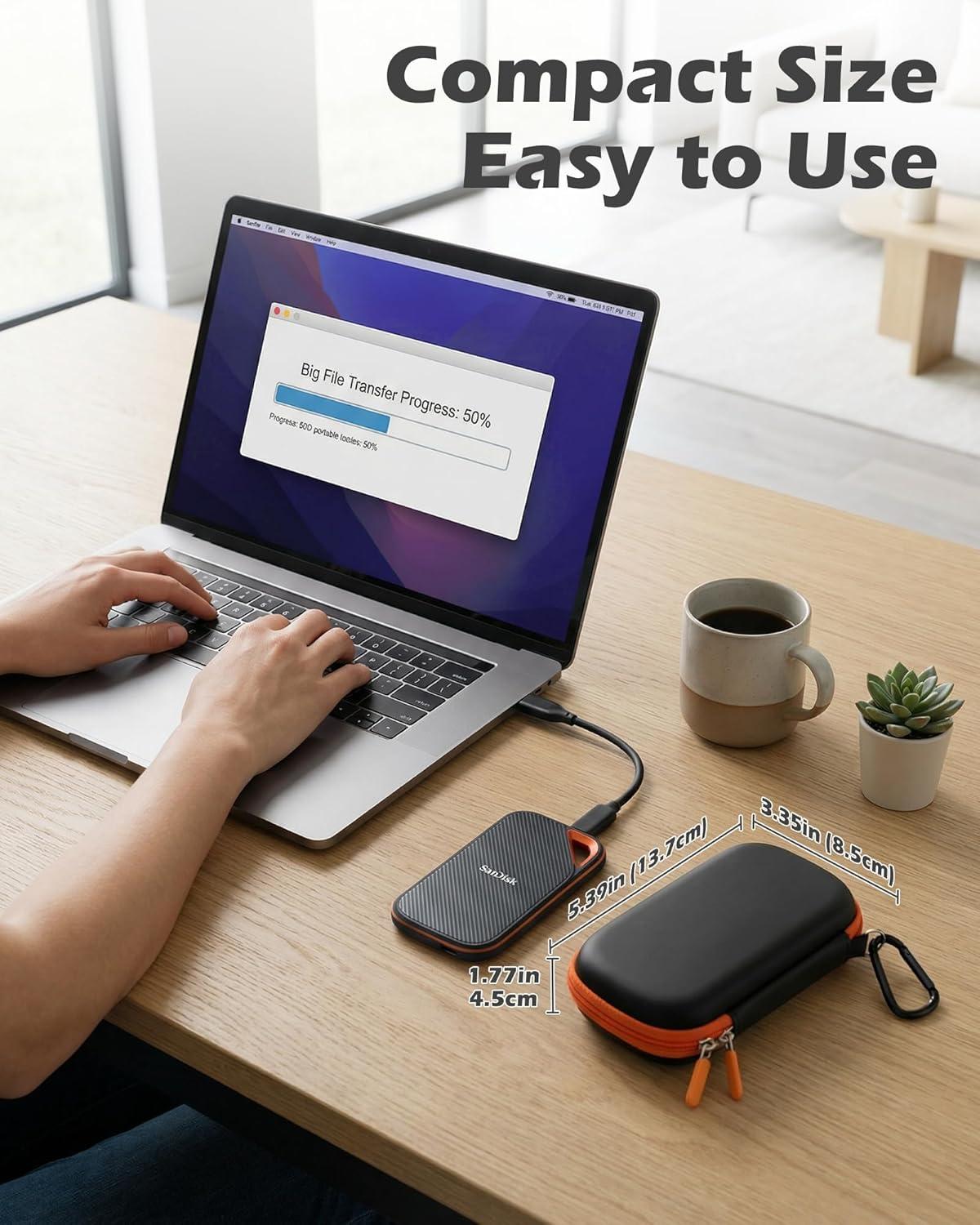 image:imageProCase Hard Carrying Case for 2025 SanDisk Extreme Pro Portable SSD with USB4 4TB 2TB USBC External Solid State Drive EVA Travel Storage Bag Protective Cover with 3 Card Slots BlackBlack