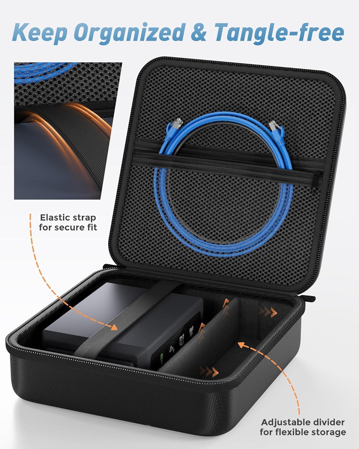 image:imageProCase Hard Carrying Case for GLBE3600 Slate 7SFT1200 OpalMT3000 Beryl AXAXT1800A1300 Glinet Travel Router Portable Organizer Bag for WiFi Routers Power Adapter and Accessories Black