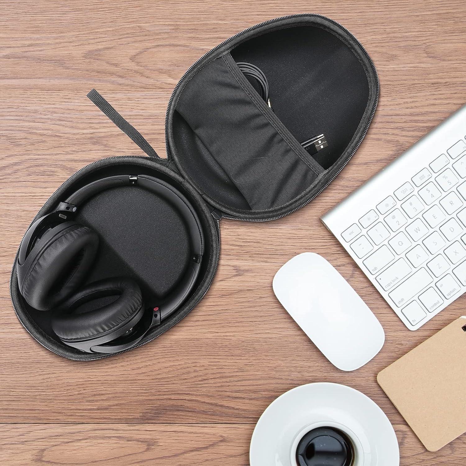 image:imageProCase Hard Headphone Case Travel Bag for Sony WH1000XM4 Beats Solo3 Bose QC Hardshell EVA Carrying Case Headset Case with 2 Dust Covers BlackBlack