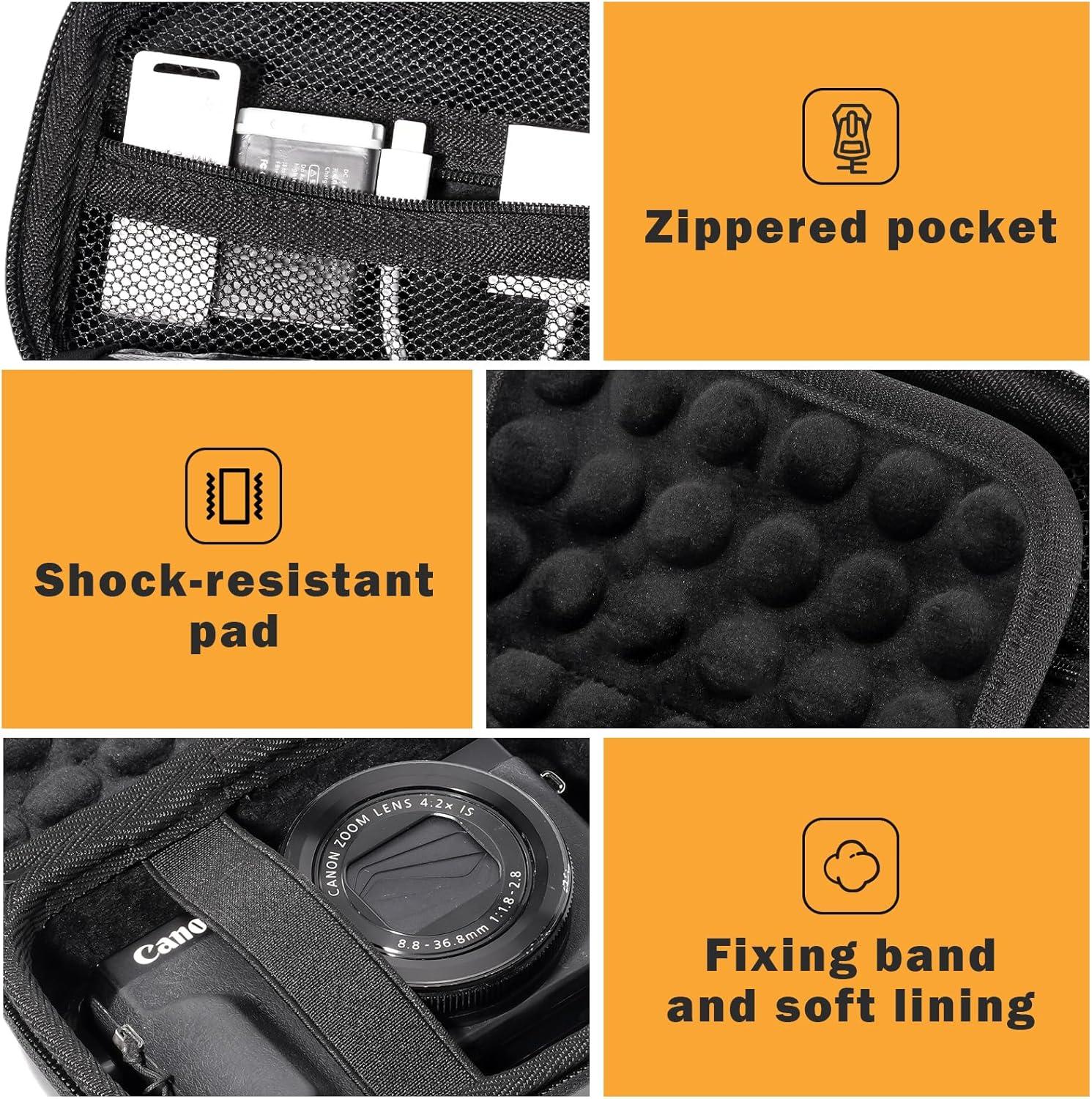 image:imageProCase Hard Shell Digital Camera Case for Canon G7X Mark III Mark II Sony Cybershot PowerShot SX740 Ricoh GR III Kodak Pixpro Compact 4K Vlogging Small Cameras Travel Carrying Storage Bag BlackBlack