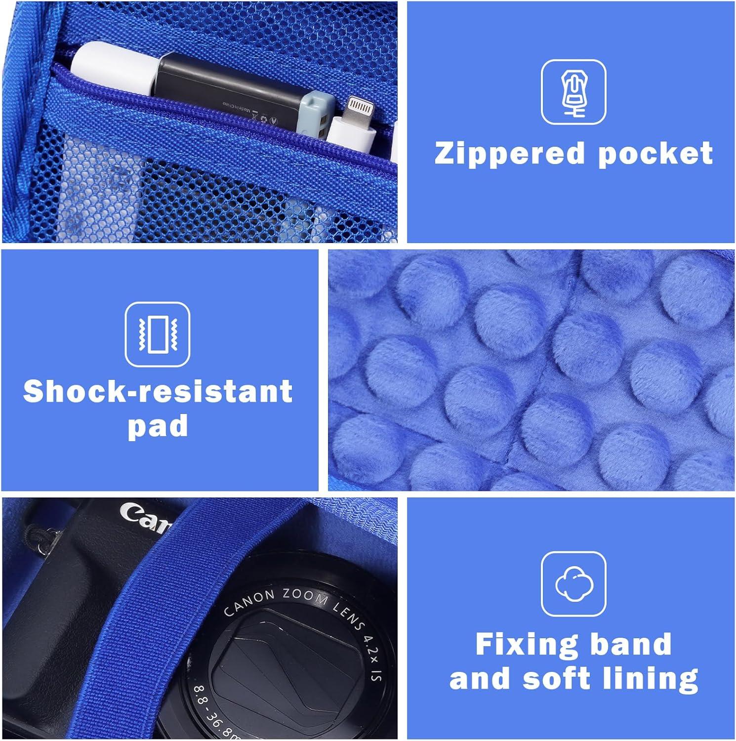 image:imageProCase Hard Shell Digital Camera Case for Canon G7X Mark III Mark II Sony Cybershot PowerShot SX740 Ricoh GR III Kodak Pixpro Compact 4K Vlogging Small Cameras Travel Carrying Storage Bag BlackBlue