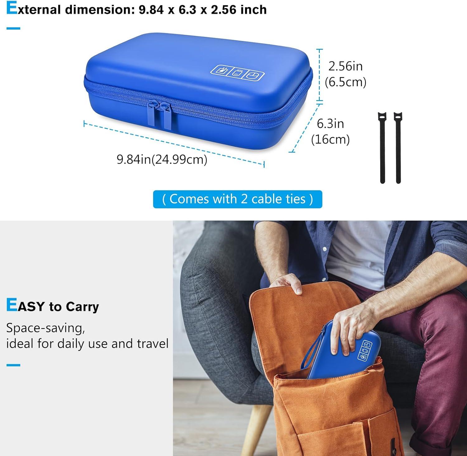 image:imageProCase Hard Travel Electronic Organizer Case for MacBook Power Adapter Chargers Cables Power Bank Apple Magic Mouse Apple Pencil USB Flash Disk SD Card Small Portable Accessories BagBlue
