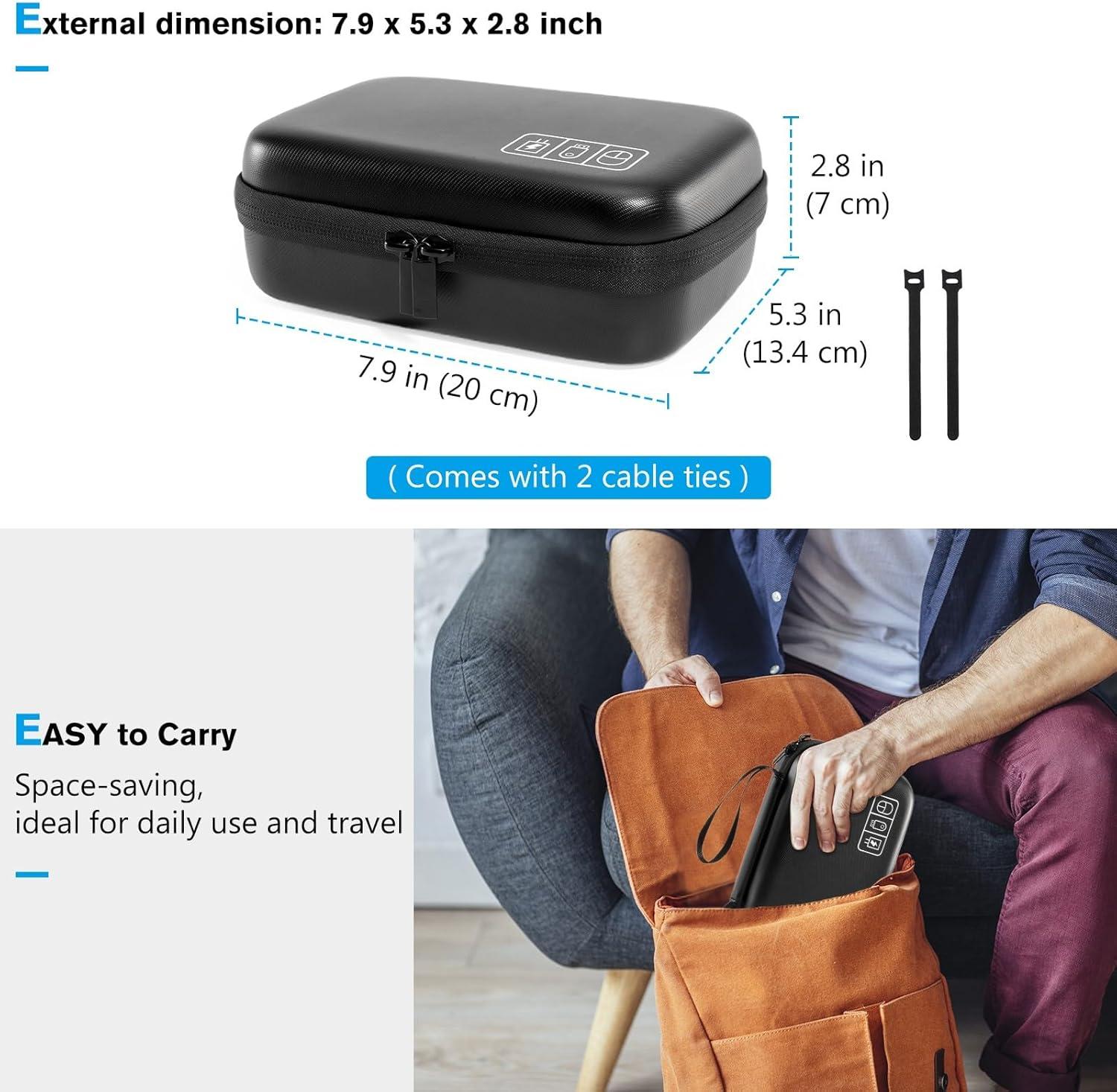 image:imageProCase Hard Travel Electronic Organizer Case for MacBook Power Adapter Chargers Cables Power Bank Apple Magic Mouse Apple Pencil USB Flash Disk SD Card Small Portable Accessories BagShadow Black