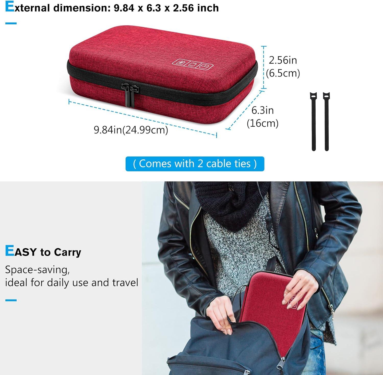image:imageProCase Hard Travel Electronic Organizer Case for MacBook Power Adapter Chargers Cables Power Bank Apple Magic Mouse Apple Pencil USB Flash Disk SD Card Small Portable Accessories BagWine