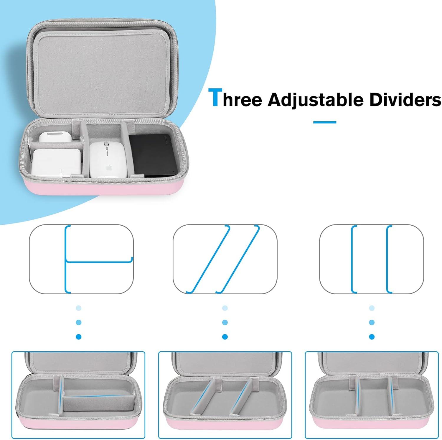 image:imageProCase Hard Travel Electronic Organizer Case for MacBook Power Adapter Chargers Cables Power Bank Apple Magic Mouse Apple Pencil USB Flash Disk SD Card Small Portable Accessories BagRosegold