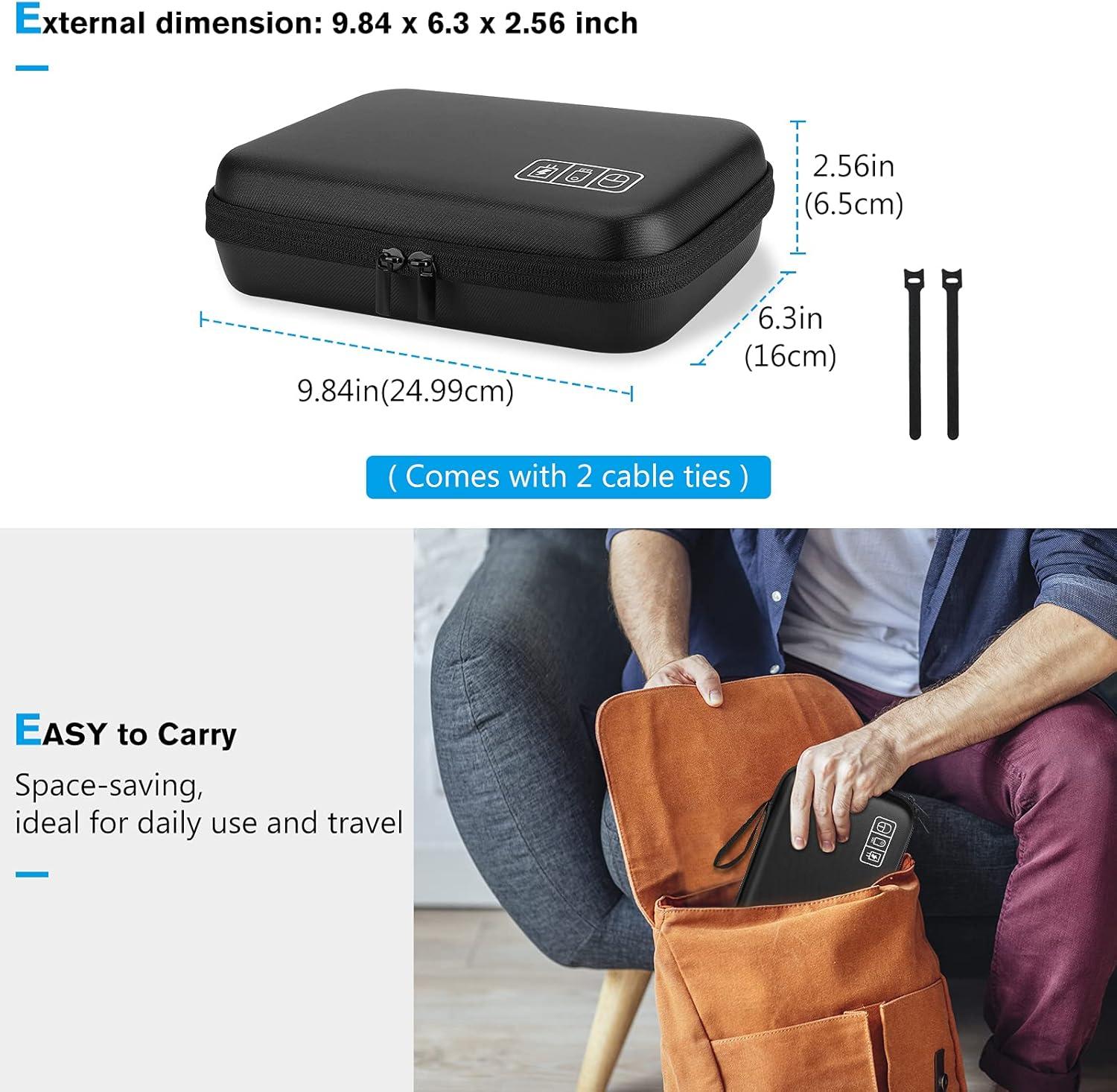 image:imageProCase Hard Travel Electronic Organizer Case for MacBook Power Adapter Chargers Cables Power Bank Apple Magic Mouse Apple Pencil USB Flash Disk SD Card Small Portable Accessories BagBlack