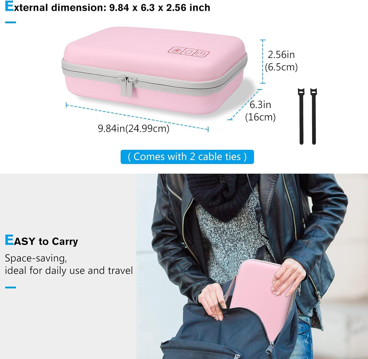 image:imageProCase Hard Travel Electronic Organizer Case for MacBook Power Adapter Chargers Cables Power Bank Apple Magic Mouse Apple Pencil USB Flash Disk SD Card Small Portable Accessories BagRosegold