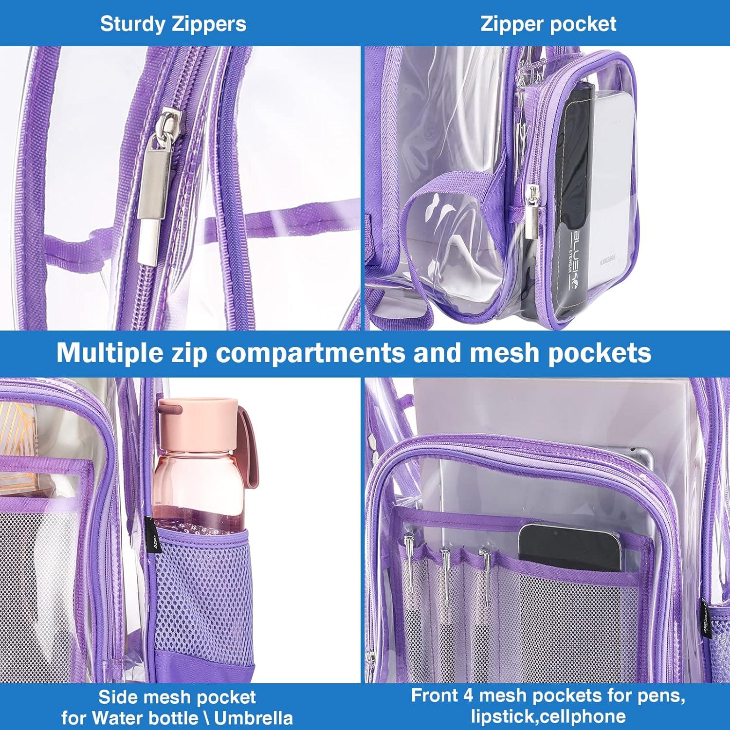 image:imageProCase Heavy Duty Clear Backpack See Through Backpacks Transparent Clear Large Bookbag for School Work Stadium Security PurplePurple