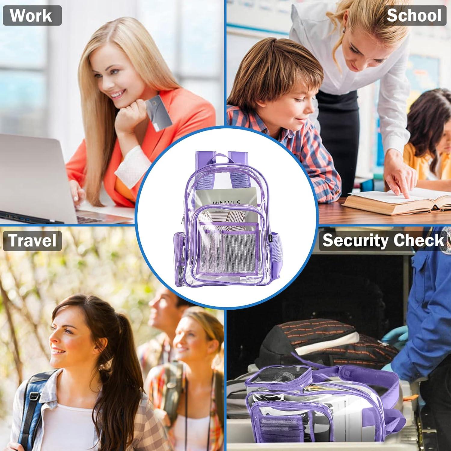 image:imageProCase Heavy Duty Clear Backpack See Through Backpacks Transparent Clear Large Bookbag for School Work Stadium Security PurplePurple