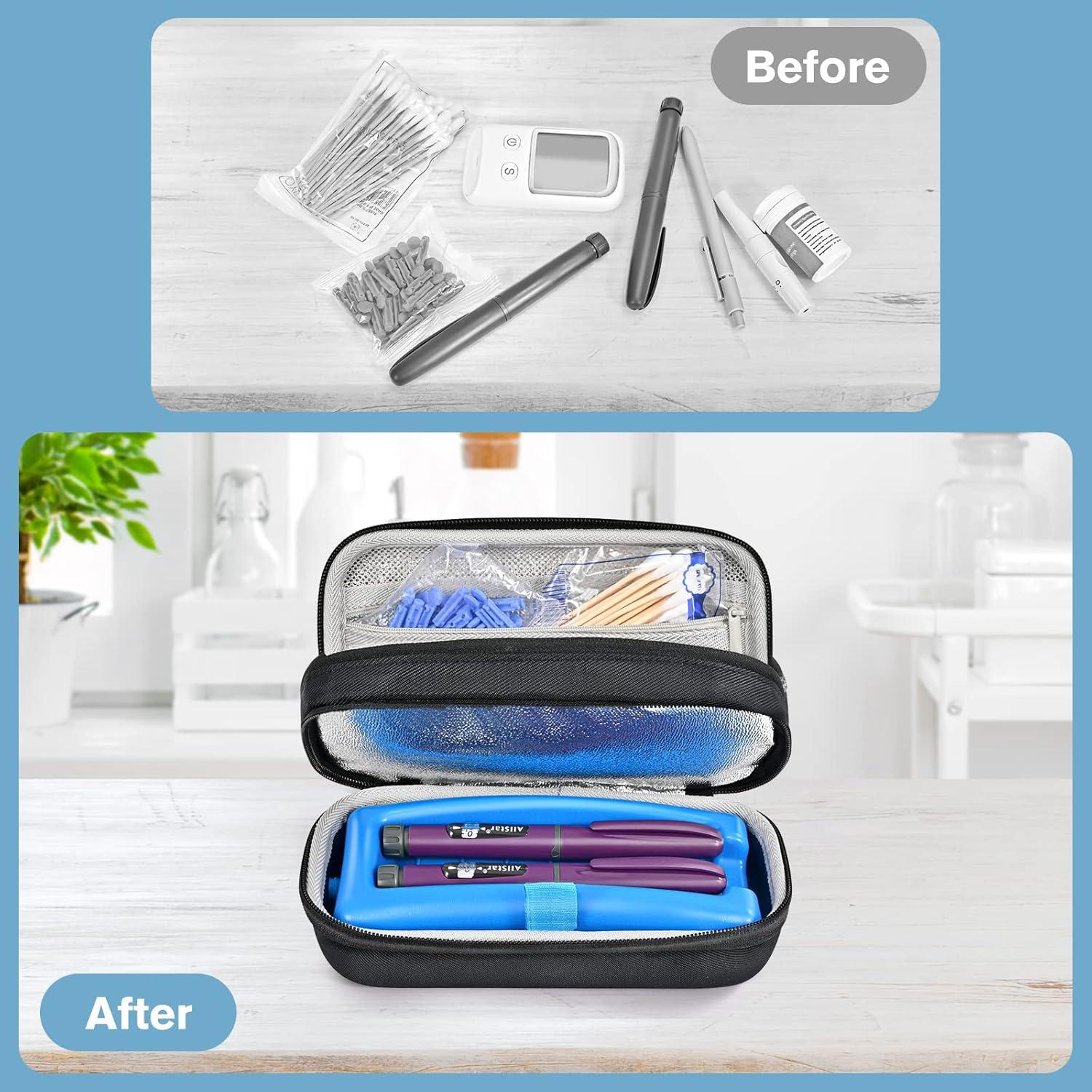 image:imageProCase Insulin Cooler Travel Carrying Case Portable Diabetes Cold Medication Organizer with Ice Brick Upgraded Chill Pill Insulation Hard Bag for Insulin Pen Syringes Needle Kits Holder BlackBlack