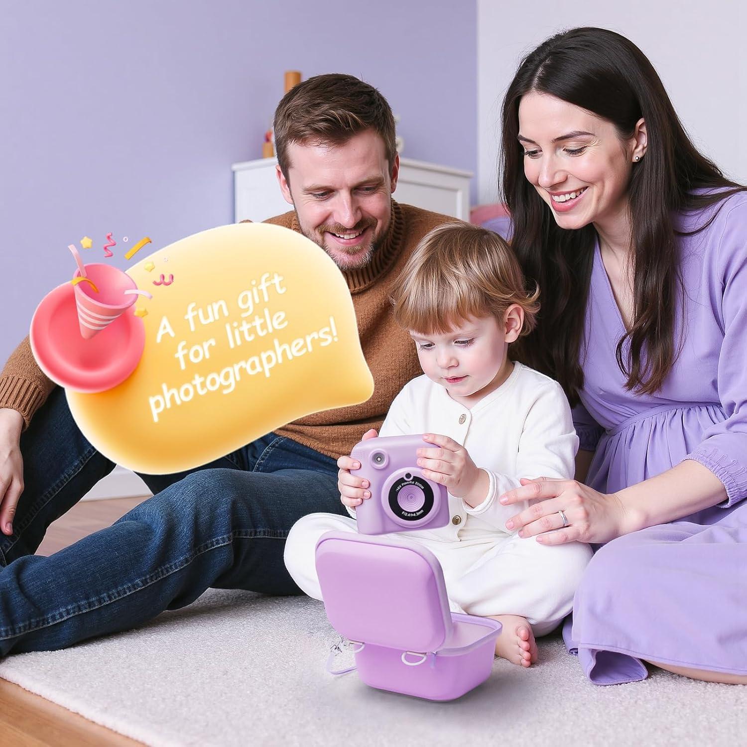 image:imageProCase Kid Instant Print Camera Case Portable Hard Carrying Storage for Organizing Dylanto ESOXOFFORE DUDUDRAGON and Print Paper Gift for Kids ChildBox Only BluePurple