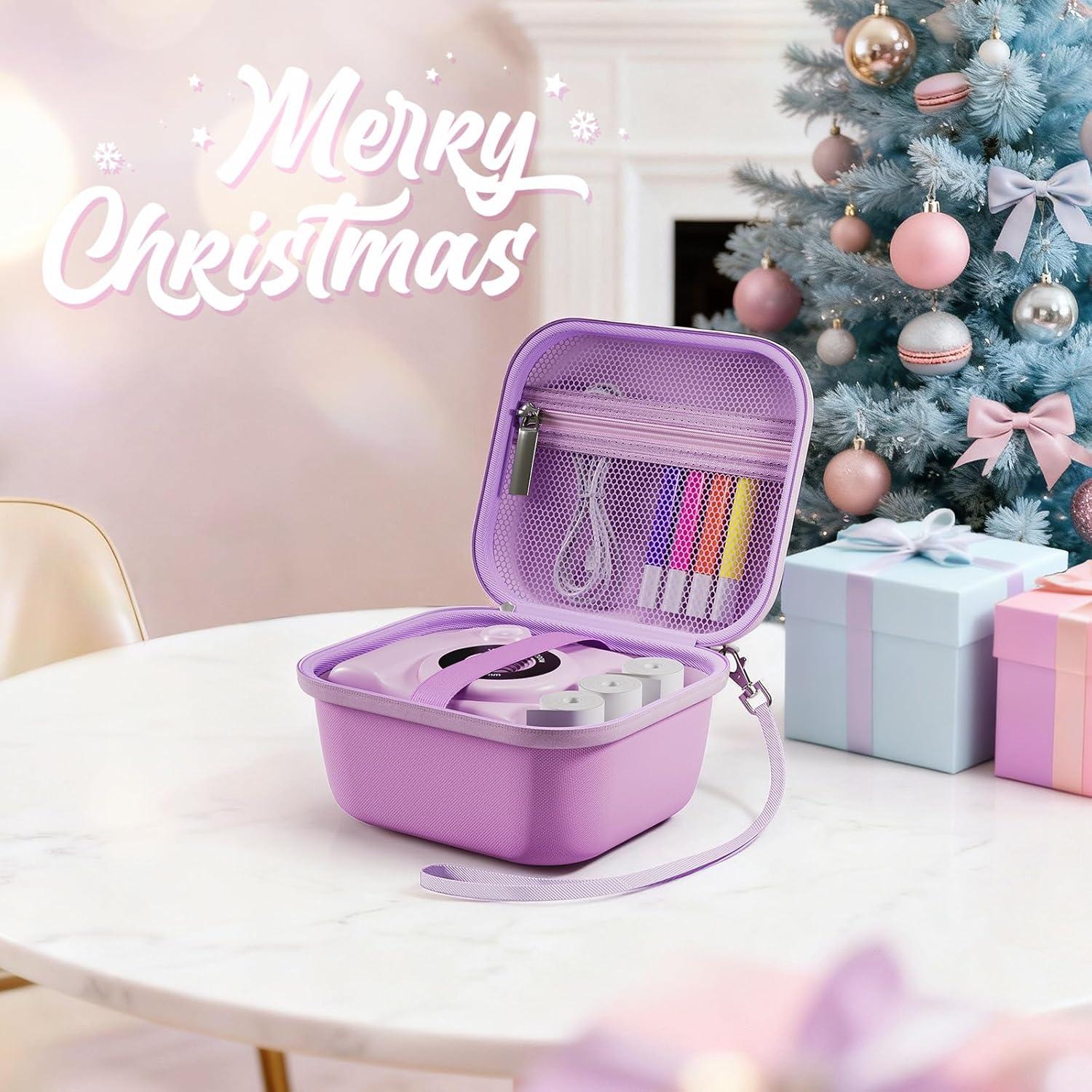 image:imageProCase Kid Instant Print Camera Case Portable Hard Carrying Storage for Organizing Dylanto ESOXOFFORE DUDUDRAGON and Print Paper Gift for Kids ChildBox Only BluePurple