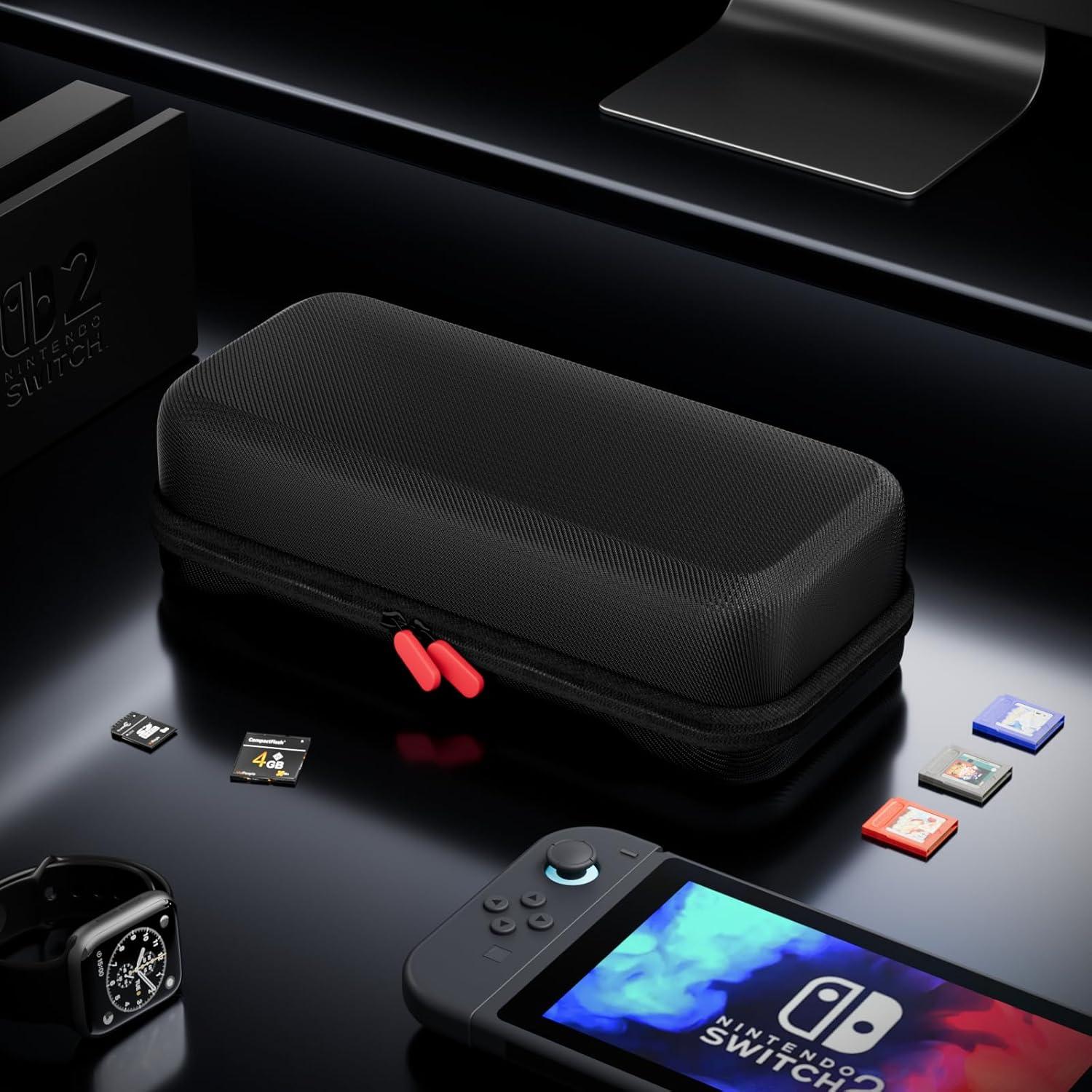 image:imageProCase Large Carrying Case for 2025 Nintendo Switch 2 with 24 Game Card Slots Hard Travel Portable Bag Protective Cases for Console JoyCon and Adapter Black