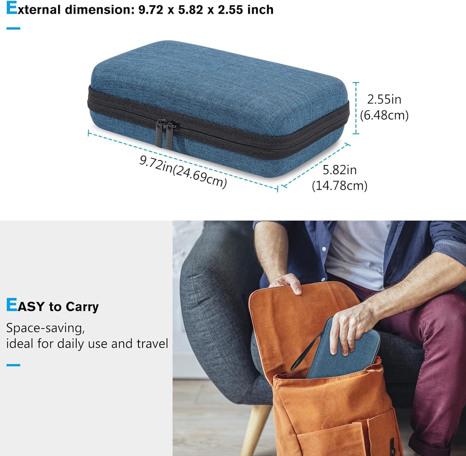 image:imageProCase Large Hard Travel Electronic Organizer Case for MacBook Power Adapter Chargers Cables Tech Organizer Hard Drive USB Flash Disk SD Card Portable Electronics Accessories Bag BlackNavy