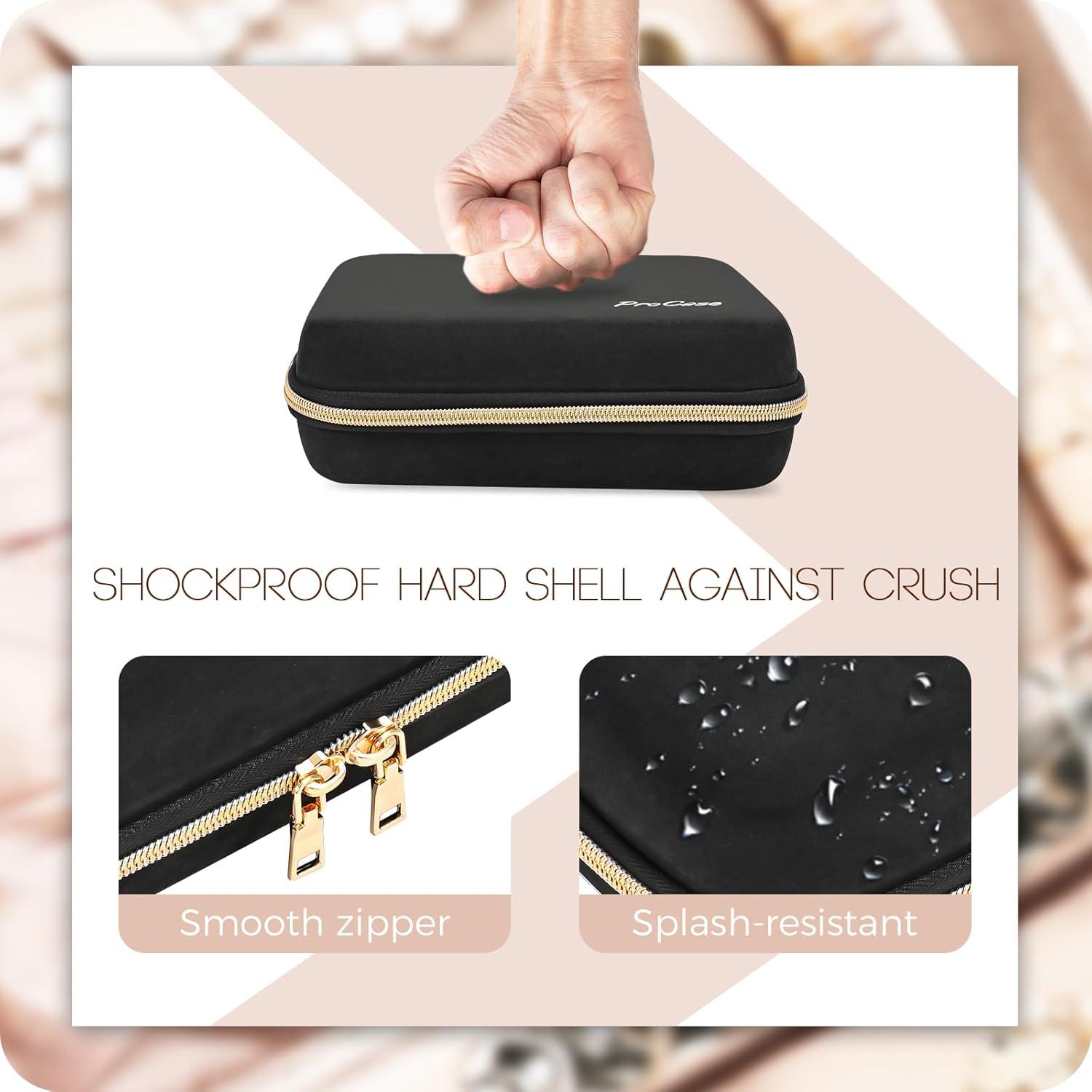 image:imageProCase Large Travel Jewelry Organizer Case Jewellery Home Storage Book Ring Binder with Clear Pockets for Presentation Zippered Pouch Bag for Earrings Necklaces Bracelets BlackBlack