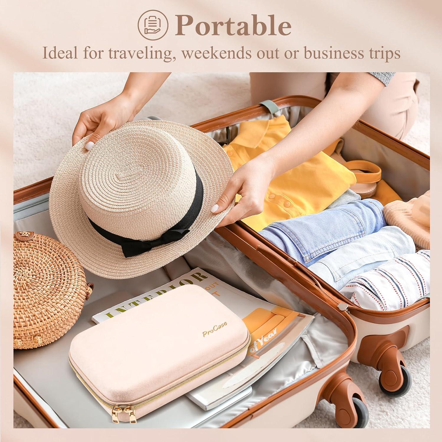 image:imageProCase Large Travel Jewelry Organizer Case Jewellery Home Storage Book Ring Binder with Clear Pockets for Presentation Zippered Pouch Bag for Earrings Necklaces Bracelets BlackPink