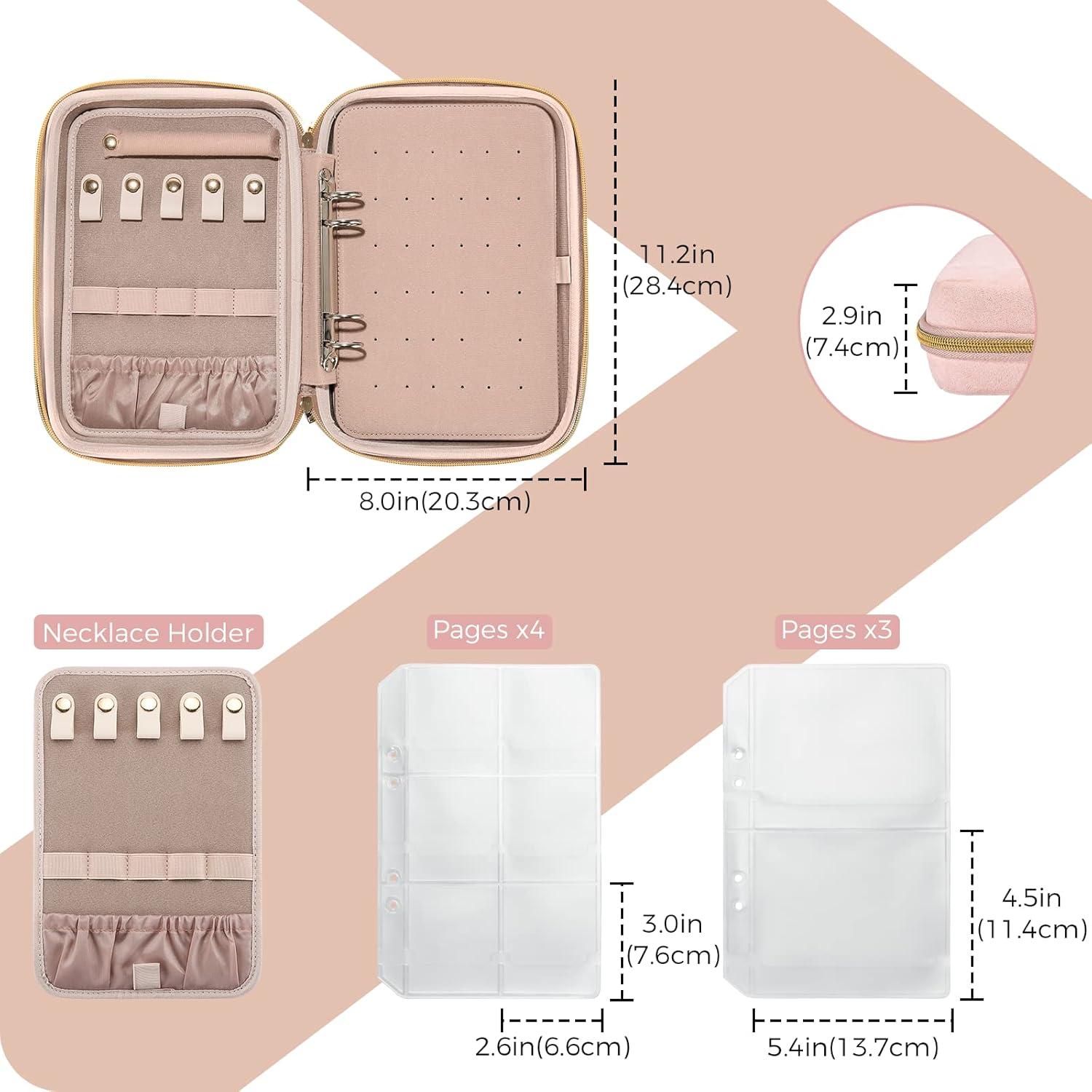 image:imageProCase Large Travel Jewelry Organizer Case Jewellery Home Storage Book Ring Binder with Clear Pockets for Presentation Zippered Pouch Bag for Earrings Necklaces Bracelets BlackPink