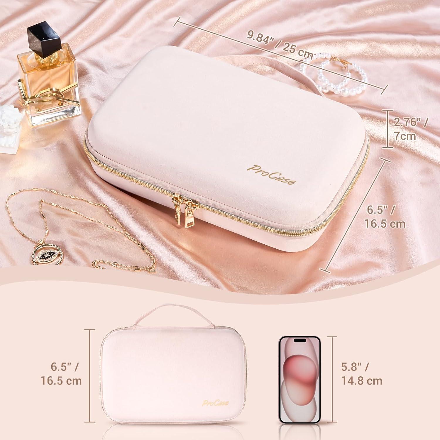 image:imageProCase Large Travel Jewelry Organizer Case Jewellery Home Storage Book Ring Binder with Clear Pockets for Presentation Zippered Pouch Bag for Earrings Necklaces Bracelets BlackPink