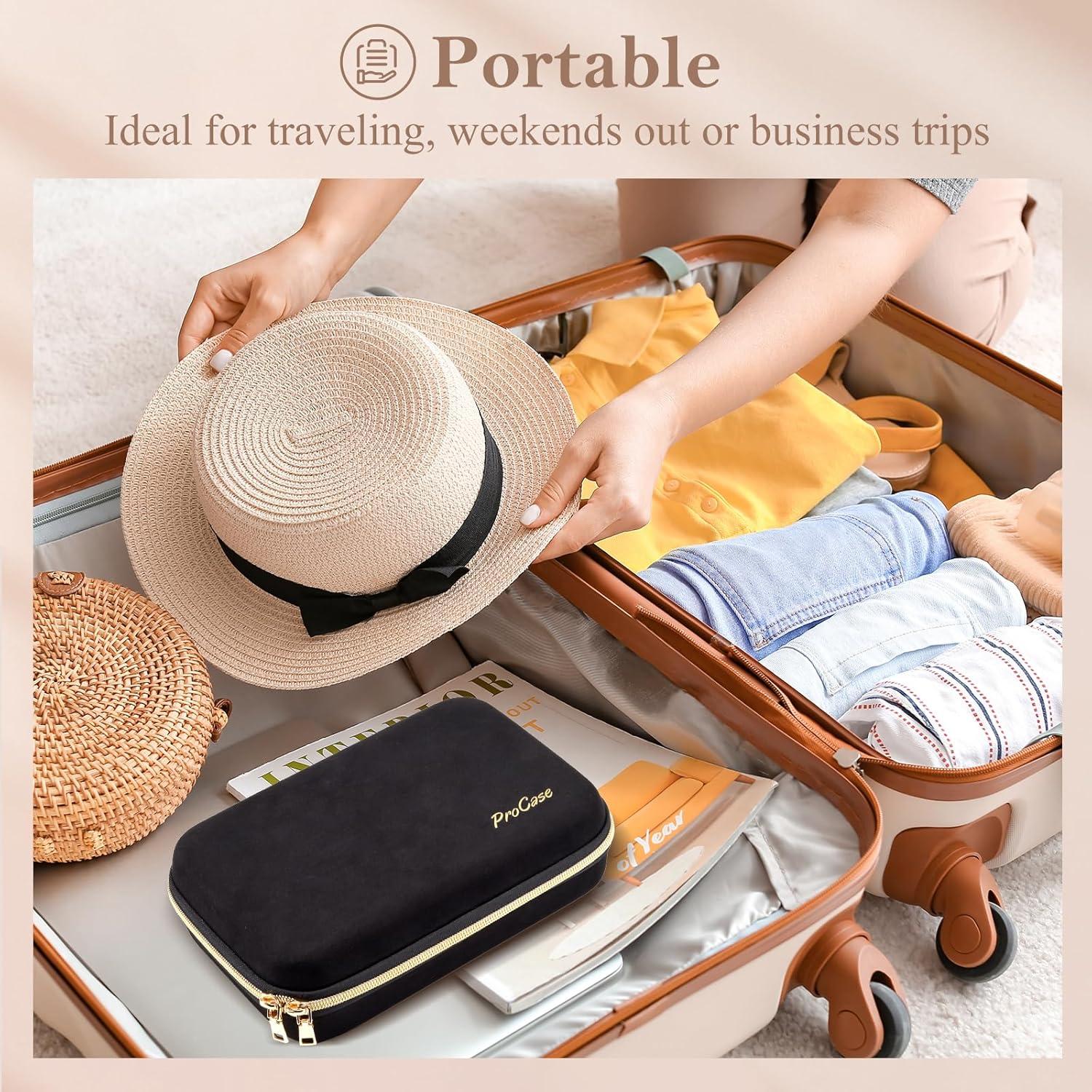 image:imageProCase Large Travel Jewelry Organizer Case Jewellery Home Storage Book Ring Binder with Clear Pockets for Presentation Zippered Pouch Bag for Earrings Necklaces Bracelets BlackBlack