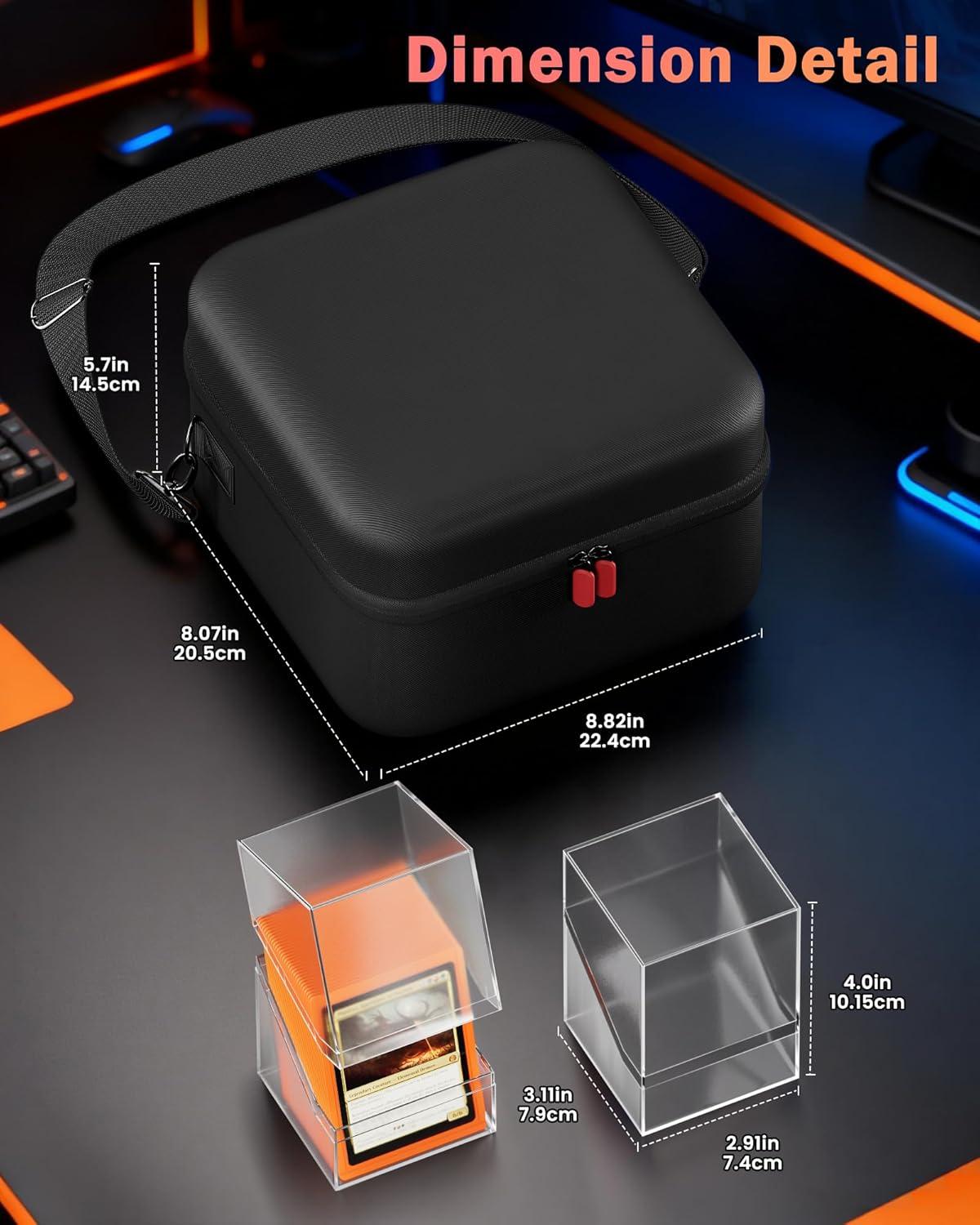 image:imageProCase MTG Hard Carrying Card Deck Box 4 HD Acrylic Deck Boxes Hold 400 DoubleSleeved Cards with Card Dividers for Sports Cards TCG PKM Black