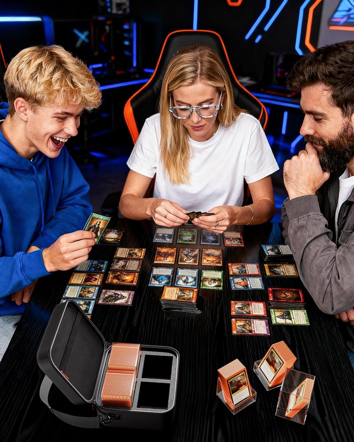 image:imageProCase MTG Hard Carrying Card Deck Box 4 HD Acrylic Deck Boxes Hold 400 DoubleSleeved Cards with Card Dividers for Sports Cards TCG PKM Black
