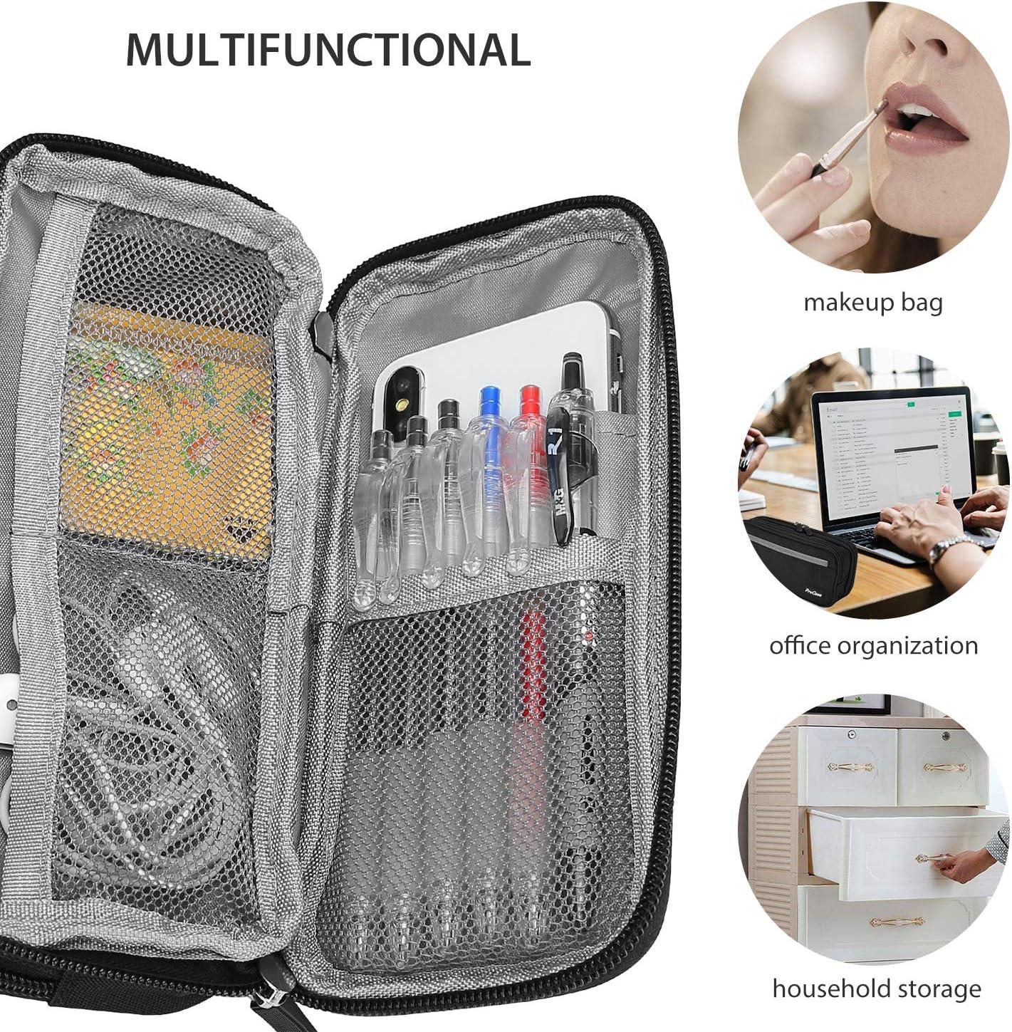 image:imageProCase Pencil Case Pen Bag Two Layers Big Capacity Pencil Pouch Pen Organizer Durable Stationery Holder for Marker Organization School Supplies Office Storage Desk OrganizingBlack